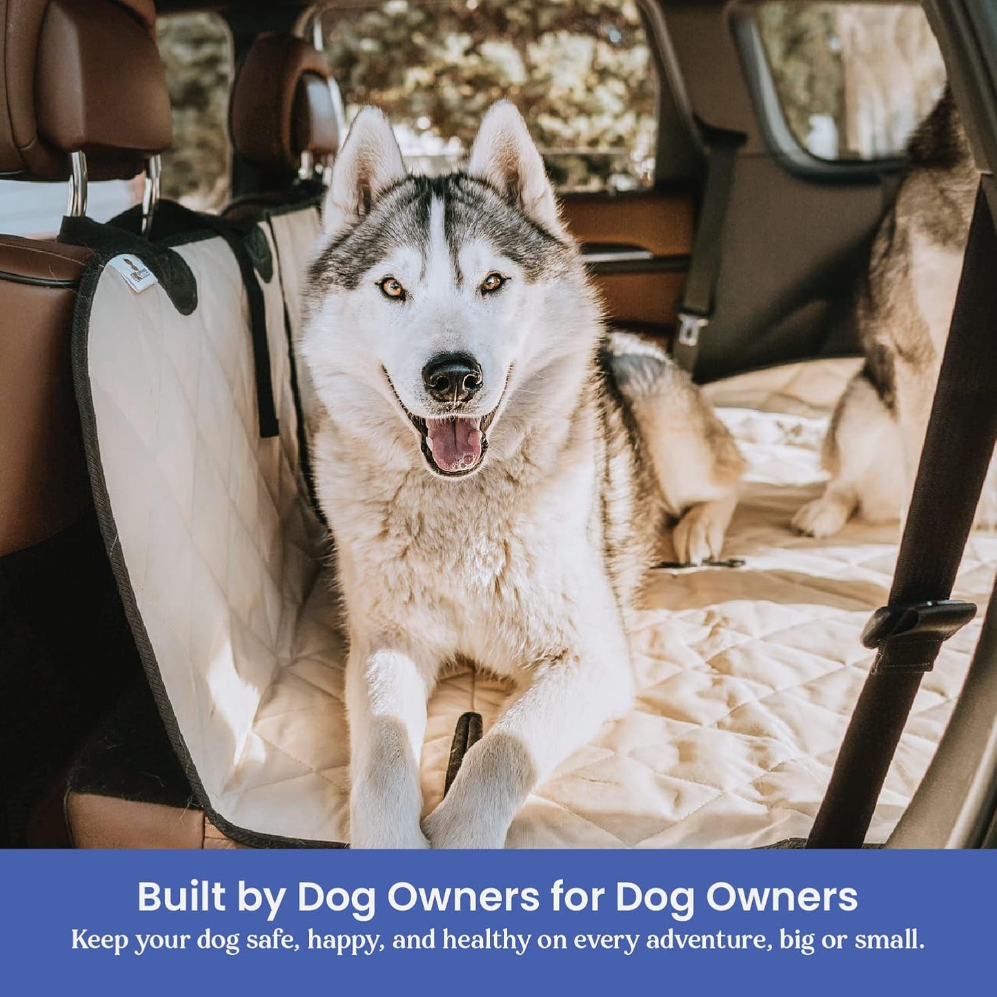 4Knines SUV Cargo Liner for Dogs, Trunk Mat for SUV, Durable Cargo Cover, Protector – Compatible with 60/40 Split Bench & Armrest Pass-Through, Waterproof, Machine Washable, Non-Slip (Small, Tan)