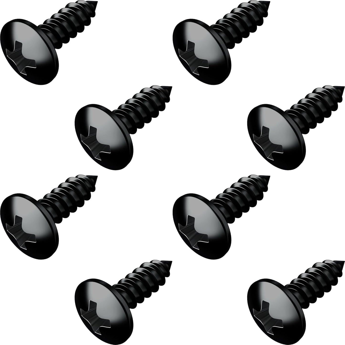 Black Oxide Stainless Steel License Plate Screws for License Plates, Frames, Covers - Durable & Rust Proof Licence Plate Screw Set for Front/Rear - Compatible with Ford Lincoln (Pack of 8)