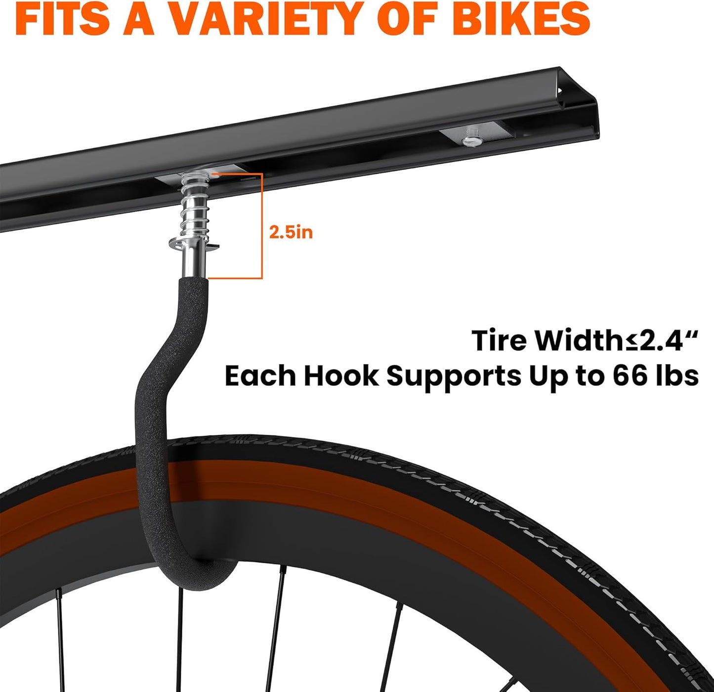 Ultrawall Ceiling Bike Rack for Garage, Indoor Bike Hanger with 6 Adjustable Bike Hooks for up to 3 Bikes (Horizontally), 6 Bikes (Vertically)