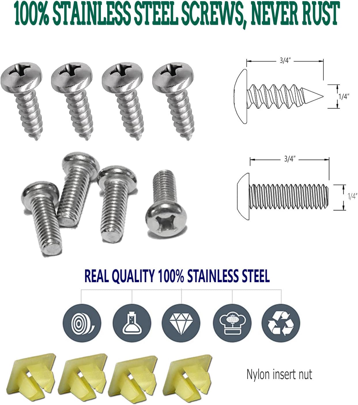 American Flag License Plate Frames - 2 Pack USA Patriotic Black Car Tag Holder, 4 Hole Brushed Aluminum Cover with Screw Caps for Vehicle Truck or SUV