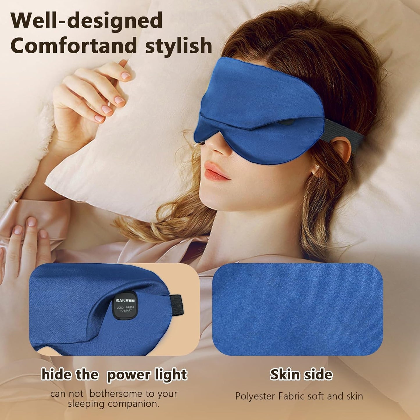 Heated Eye Mask, Warm Eye Compress for Dry Eyes Blepharitis Stye Moist Hot Relief ， Electric Blackout Cordless Heating Pad for Traveler Computer Tied Eyes，Washable Rechargeable Sleeping Mask Gift