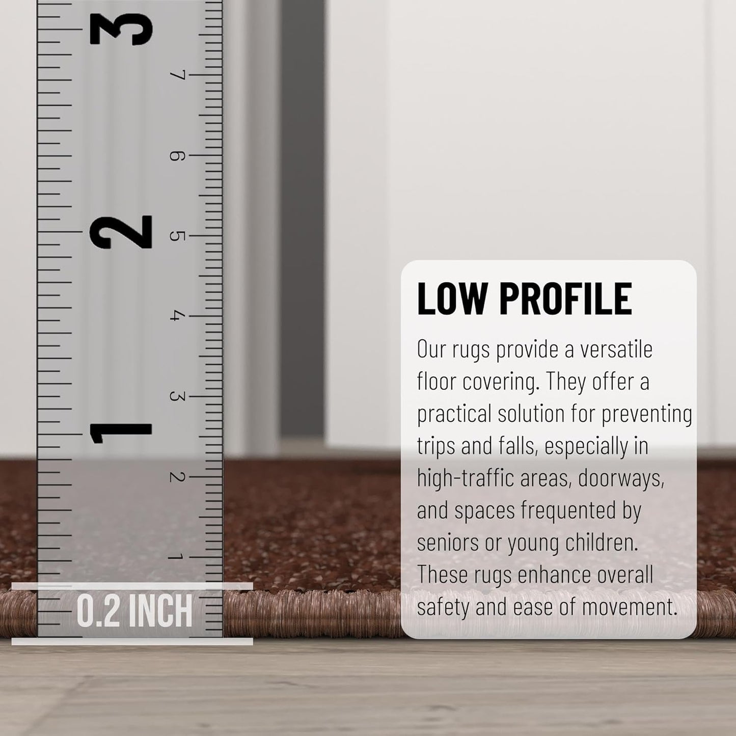 Ottomanson Rugs for Entryway 2'3" x 3' Non Slip Solid Small Area Rugs Durable Front Door Mat Rug Stain Resistant Entrance Rugs for Bathroom Kitchen Bedroom & Living Room, Brown