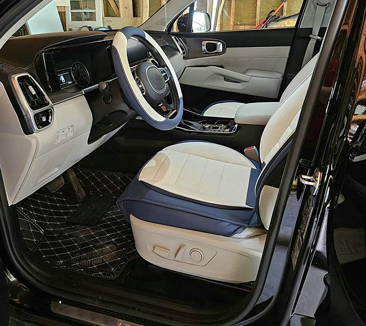 Custom Car Floor Mat Compatible with BMW Mercedes-Benz Toyota Cadillac Lexus Honda Infiniti Nissan Hyundai Kia Audi All Models Cars Sedans SUVs Automotive Mats (Edge Pink Middle Black Beige)