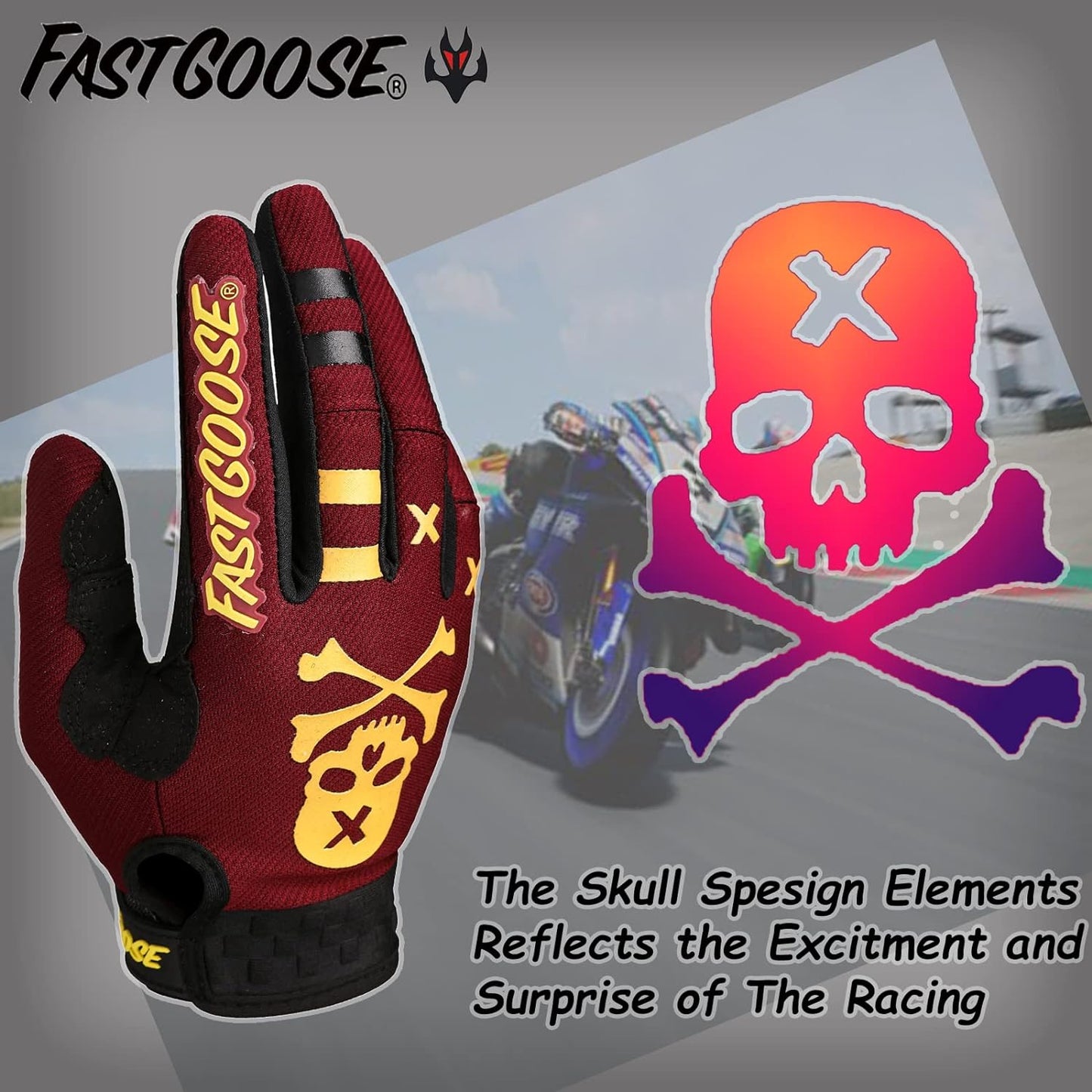Dirt Bike Motorcycle Gloves - Motocross, Motorbike & ATV Off Road Racing Sports Cycling Gloves