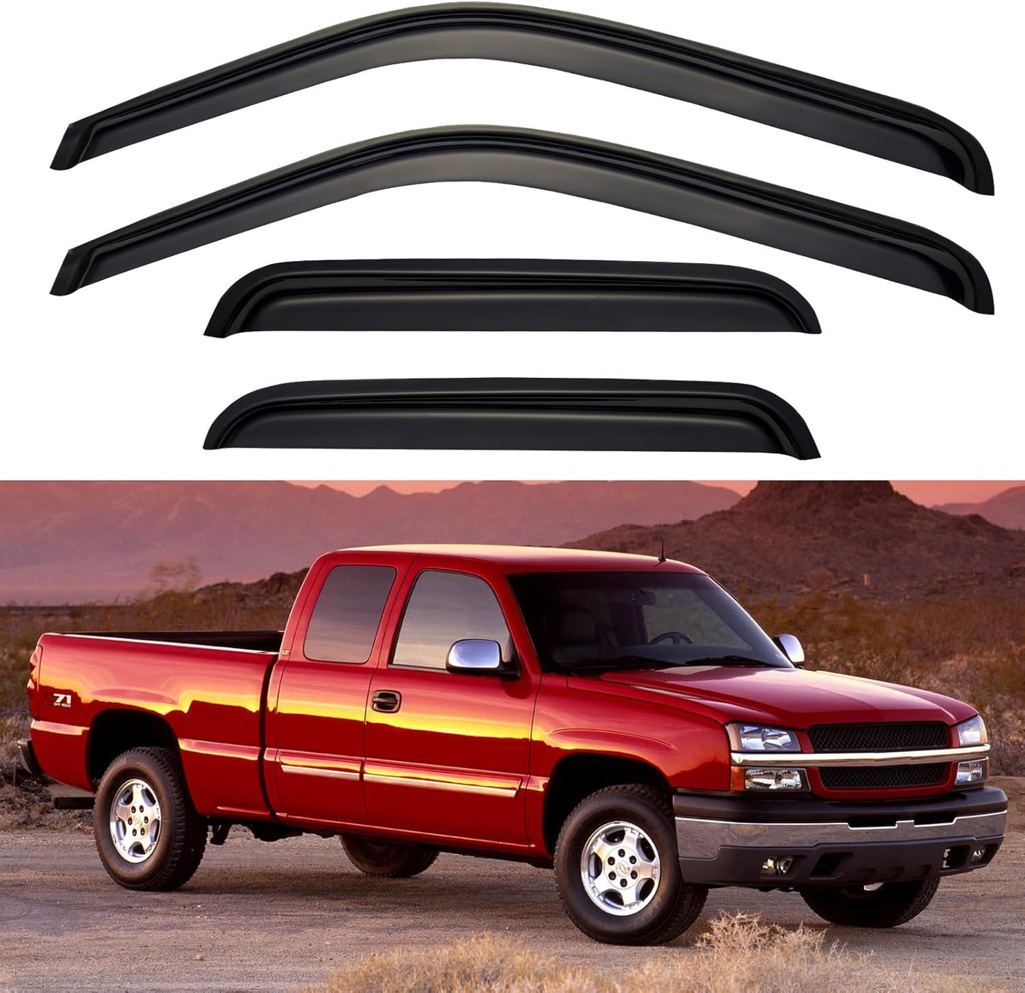 Window Visors Rain Guards for 1999-2006 Chevy Silverado/GMC Sierra 1500/2500/ 3500/ 2500HD, Window Vent Wind Deflectors Visors Shades for 2007 Silverado/Sierra Classic Model - Extended Cab