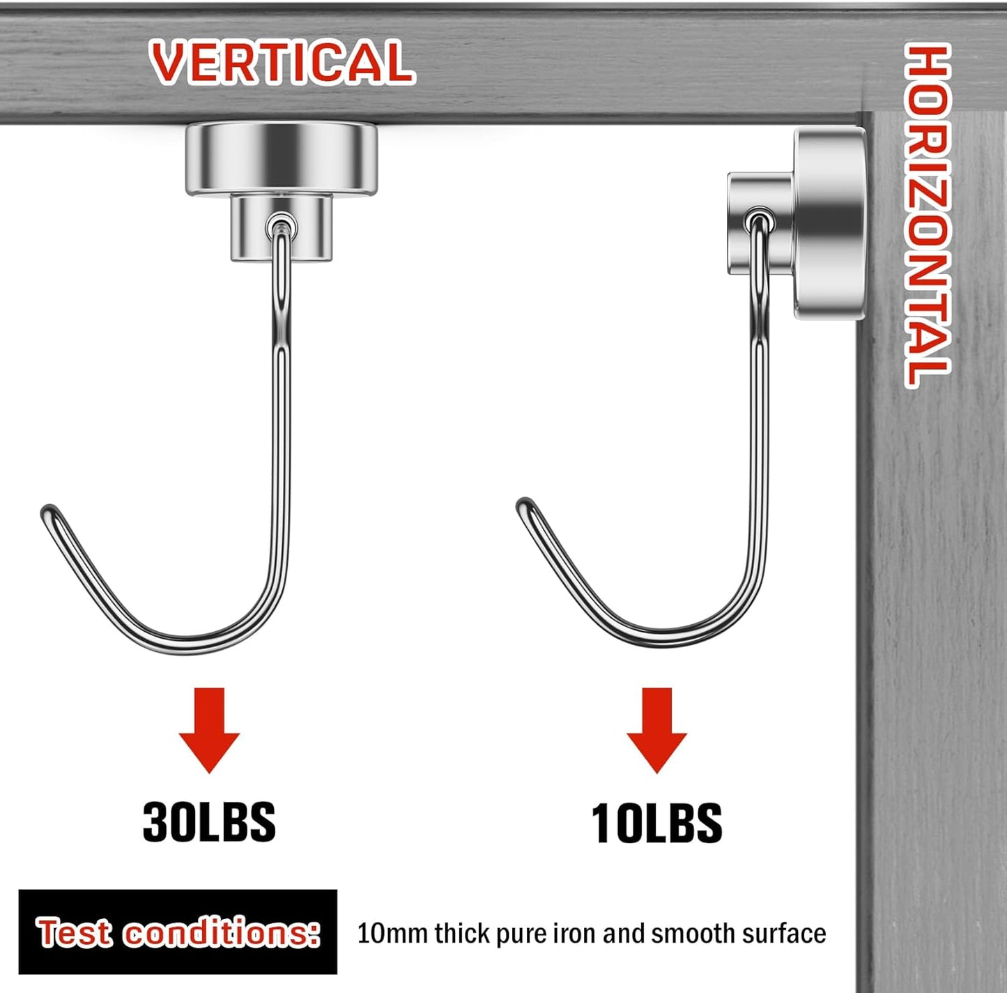 FINDMAG Magnetic Hooks, 30lbs+ Magnetic Hooks Cruise Ship Essentials 2025 Strong Magnet Hooks Heavy Duty, Swivel Swing Hooks for Fridge, Kitchen, Classroom, Garage, Grill (20 Pack, Silver)