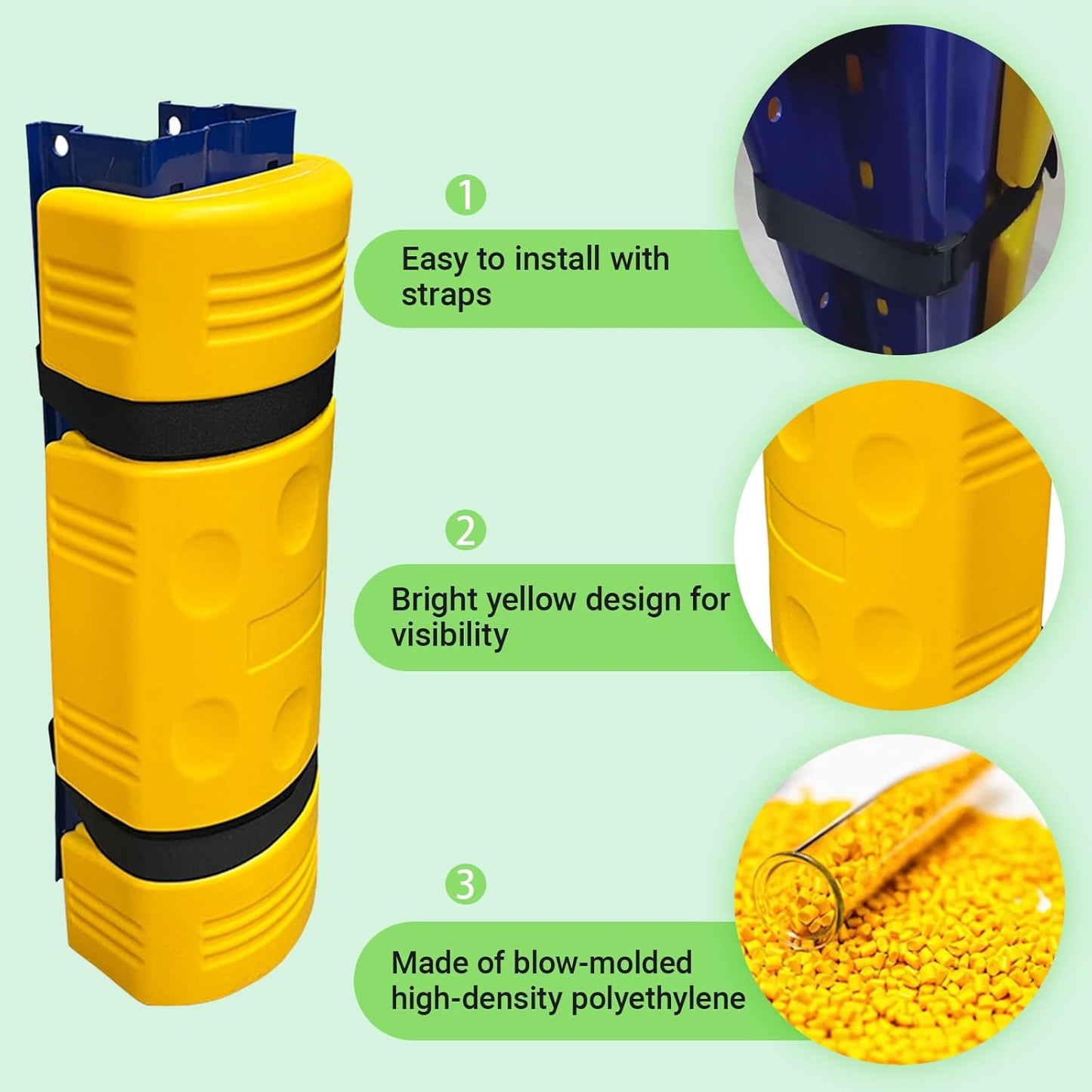 Warehouse Column Protector - Depot Shelves Forklift Crash Pads, Bollard Guard Cover for 4" Square Columns, High-Density Polyethylene, 1 Pcs