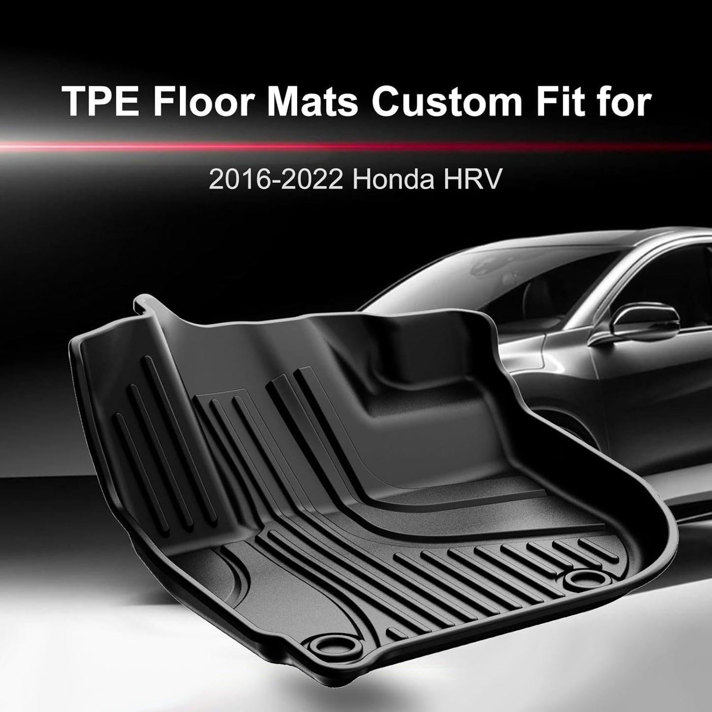 Floor Mats Fit for Honda HR-V HRV 2016-2022 - Front and Rear Row Liner Automotive Floor Mats - All-Weather Protection TPE Car Floor Liners HRV Accessories Black