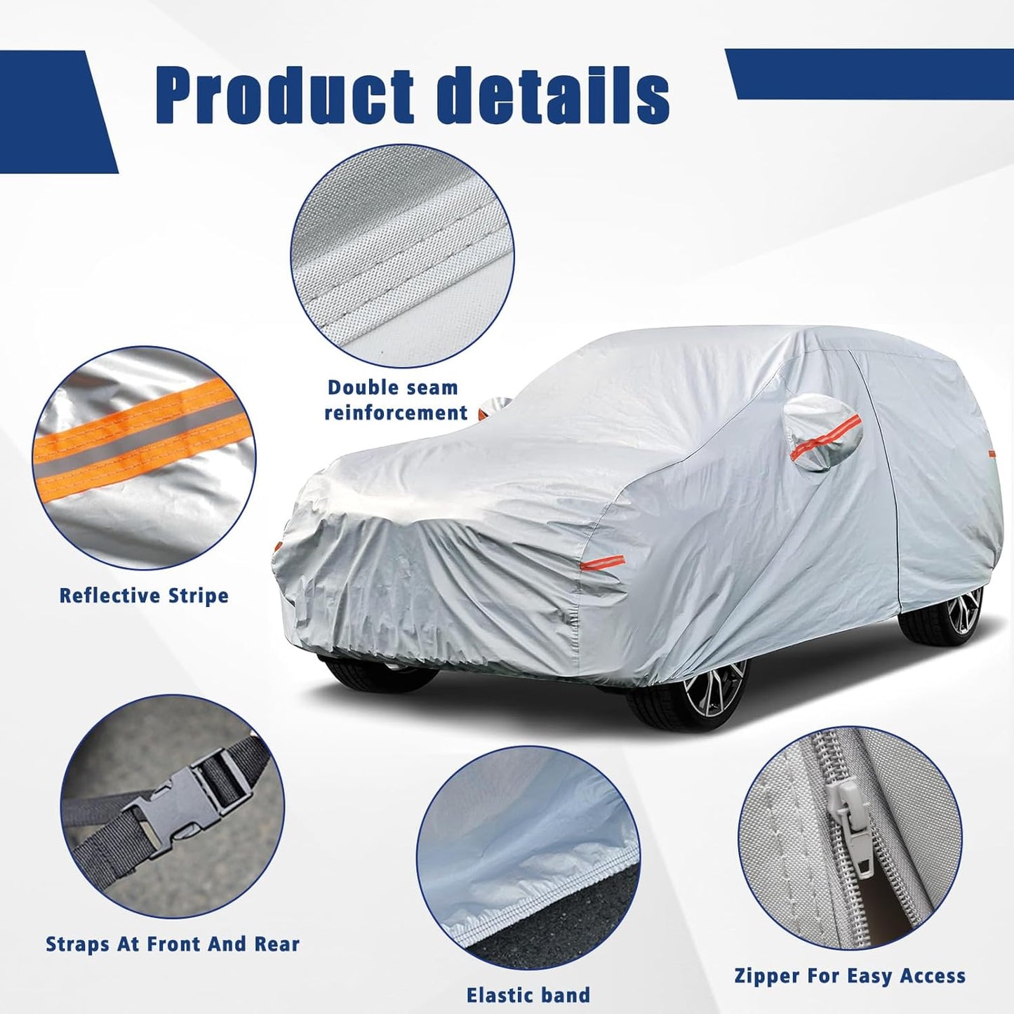 Kayme 6 Layers SUV Car Cover Custom Fit for Toyota 4Runner（2002-2025） Waterproof All Weather for Automobiles, Outdoor Full Cover Rain Sun UV Protection.Silver