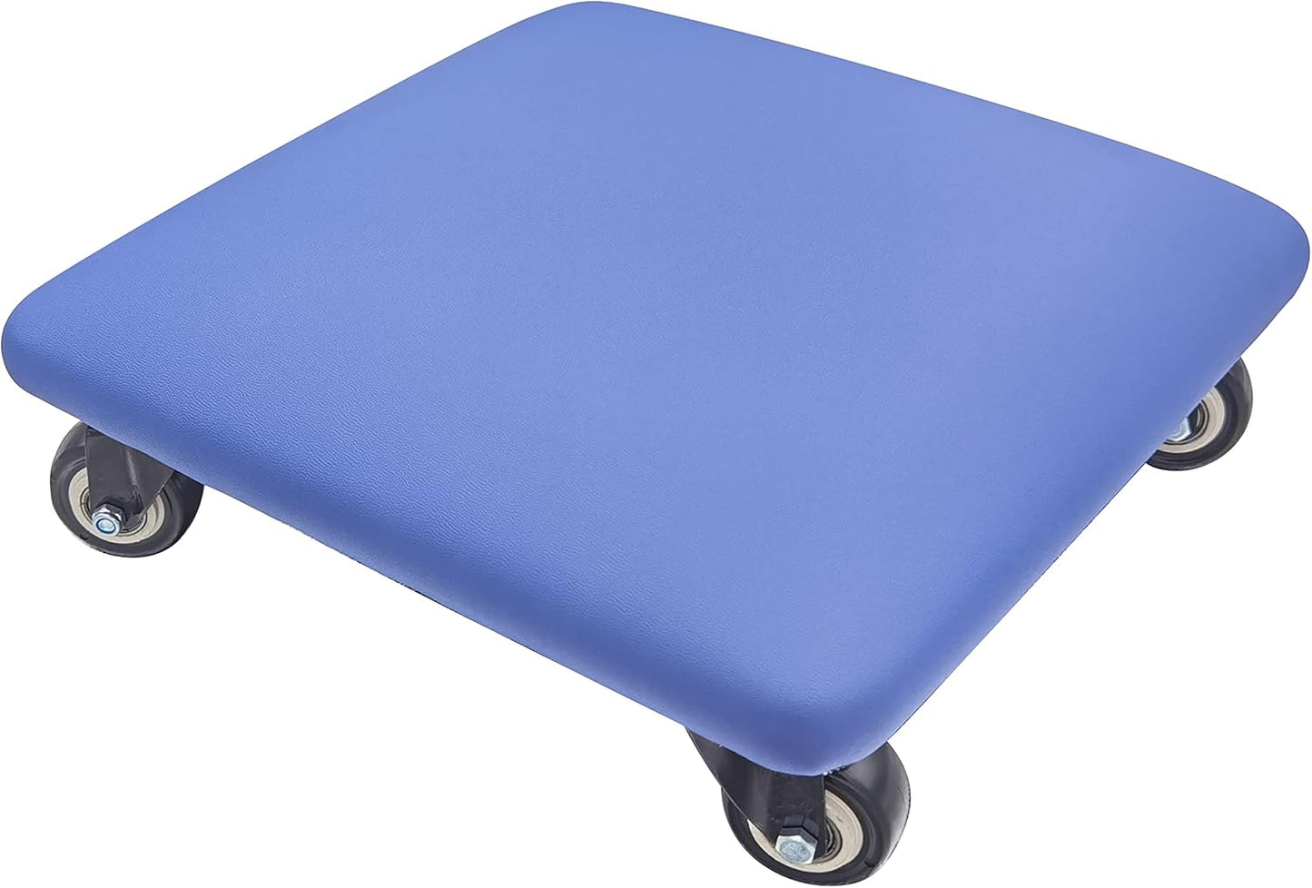 Roller Seat 360 Degree Rotating Low Stool with Wheel Chair PU Leather Universal Swivel Wheels Stool for Home Office Fitness and Garage (Square Blue)