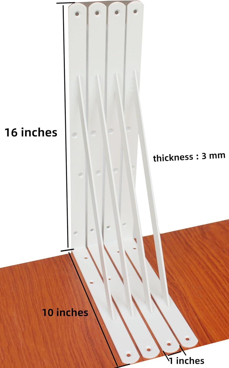 12 Pack L16 x H 10" White Heavy Duty Shelf Brackets with Screws Metal Shelf Brackets Shelf Support Angle Brackets for Shelves L Brackets Heavy Duty Floating Shelf