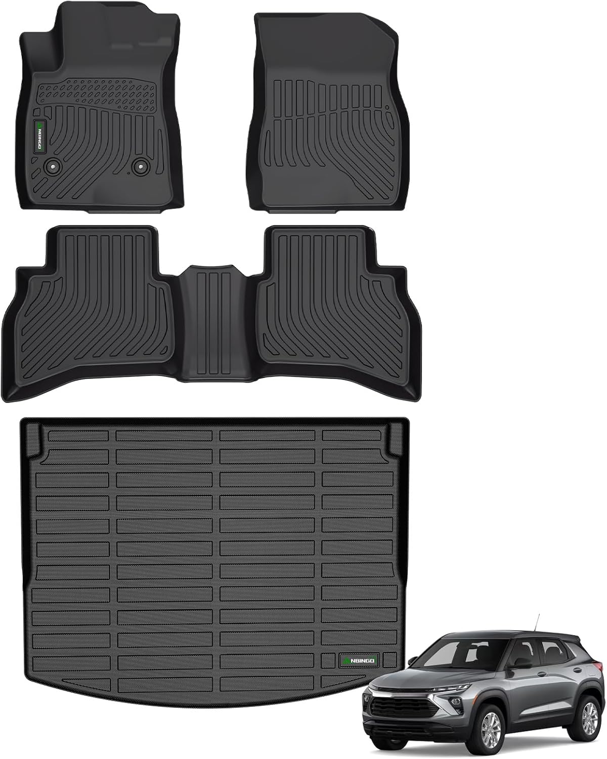 ANBINGO® All Weather Floor Mats for Chevy Trailblazer AWD 2026 2025 2024 2023 2022 2021 & Cargo Liner for Trailblazer AWD (Cargo Tray in Upper Deck Position) Set - Black