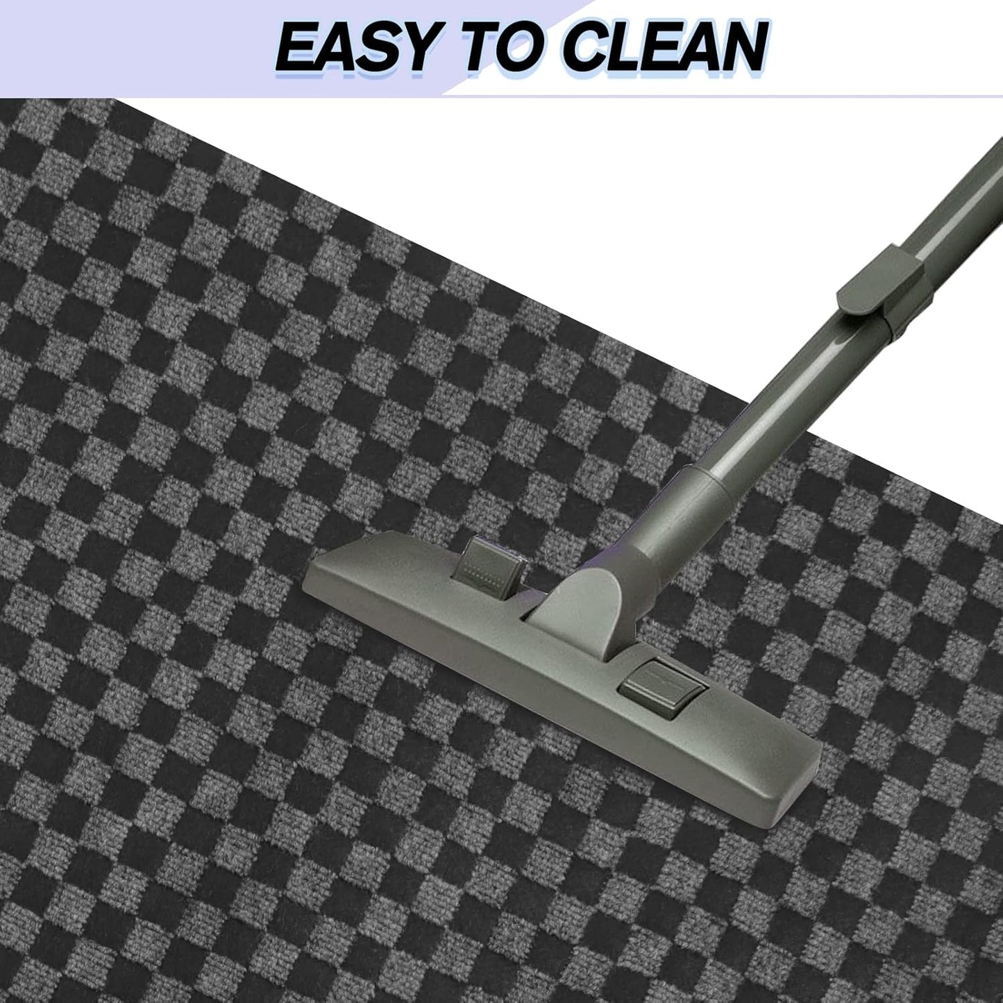 Custom Size Backed Non-Slip Area Rugs Runner, Easy Clean, Waterproof Runner Rugs for Hallway Entryway, Kitchen, Laundry, 2FT x 14FT, Gray Checkered