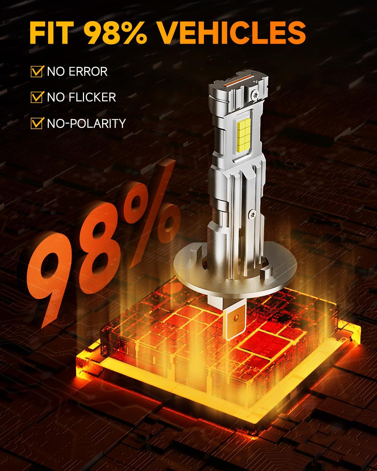 FAHREN 2025 Upgraded H1 Bulb, 1:1 Mini Size H1 Fog Light Bulbs, Plug and Play No Adapter Required Non-Polarity, Super Bright 6500K, IP68 Waterproof Pack of 2