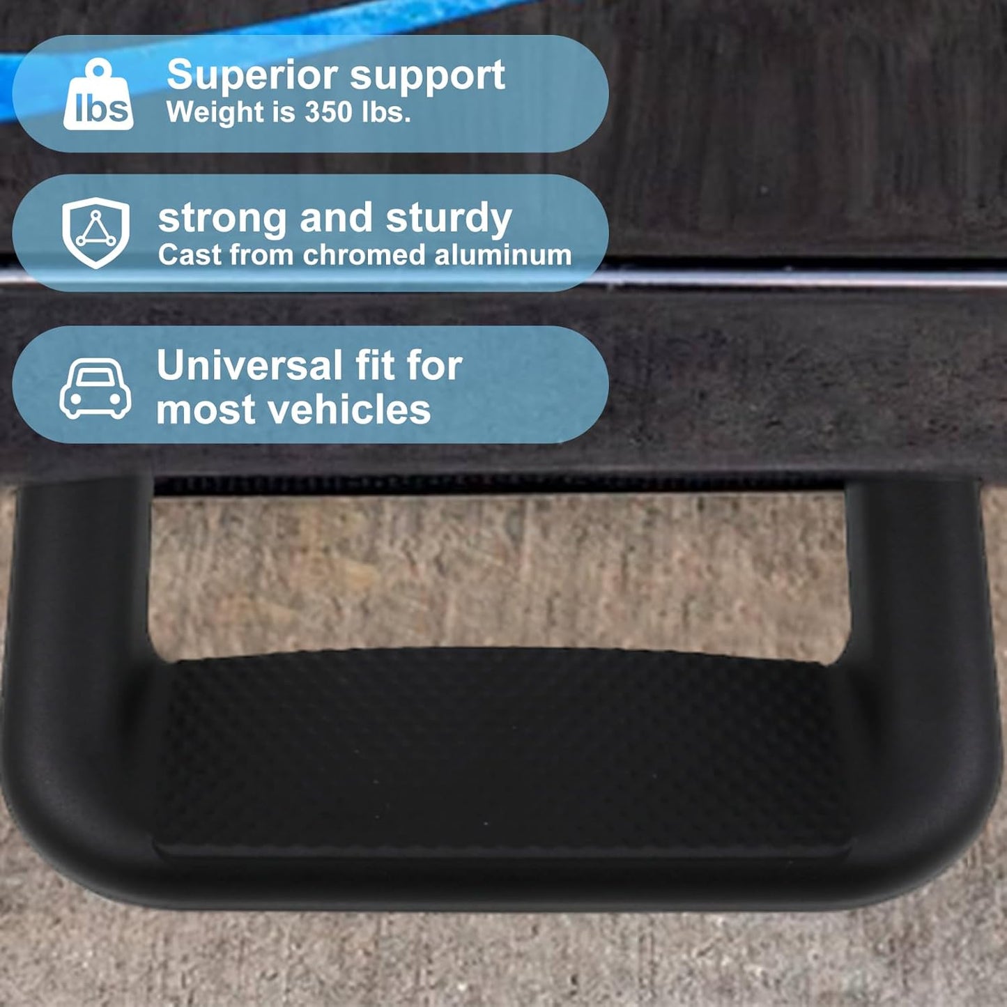 RULLINE Black Powder Coated Truck Side Step Set - 2 Pieces (1 Pair) with Mounting Brackets - Compatible with Chevy (Chevrolet), Ford, Toyota, GMC, Dodge RAM, and Jeep Trucks