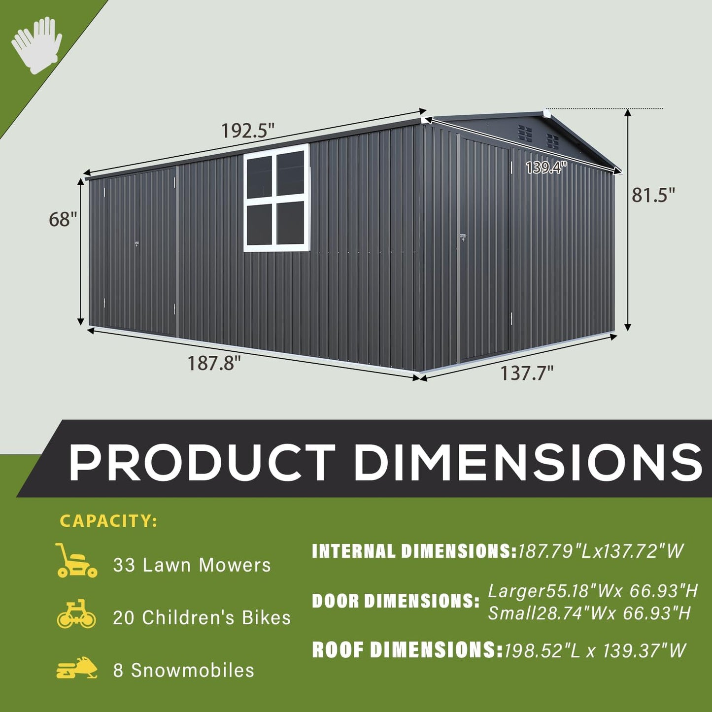 AECOJOY 16' x 12' Outdoor Storage Shed, Large Metal Sheds & Outdoor Storage Clearance 12x16 with Windows, Steel Backyard Shed, Utility Tool Storage for Garden, Patio, Outside use in Dark Grey