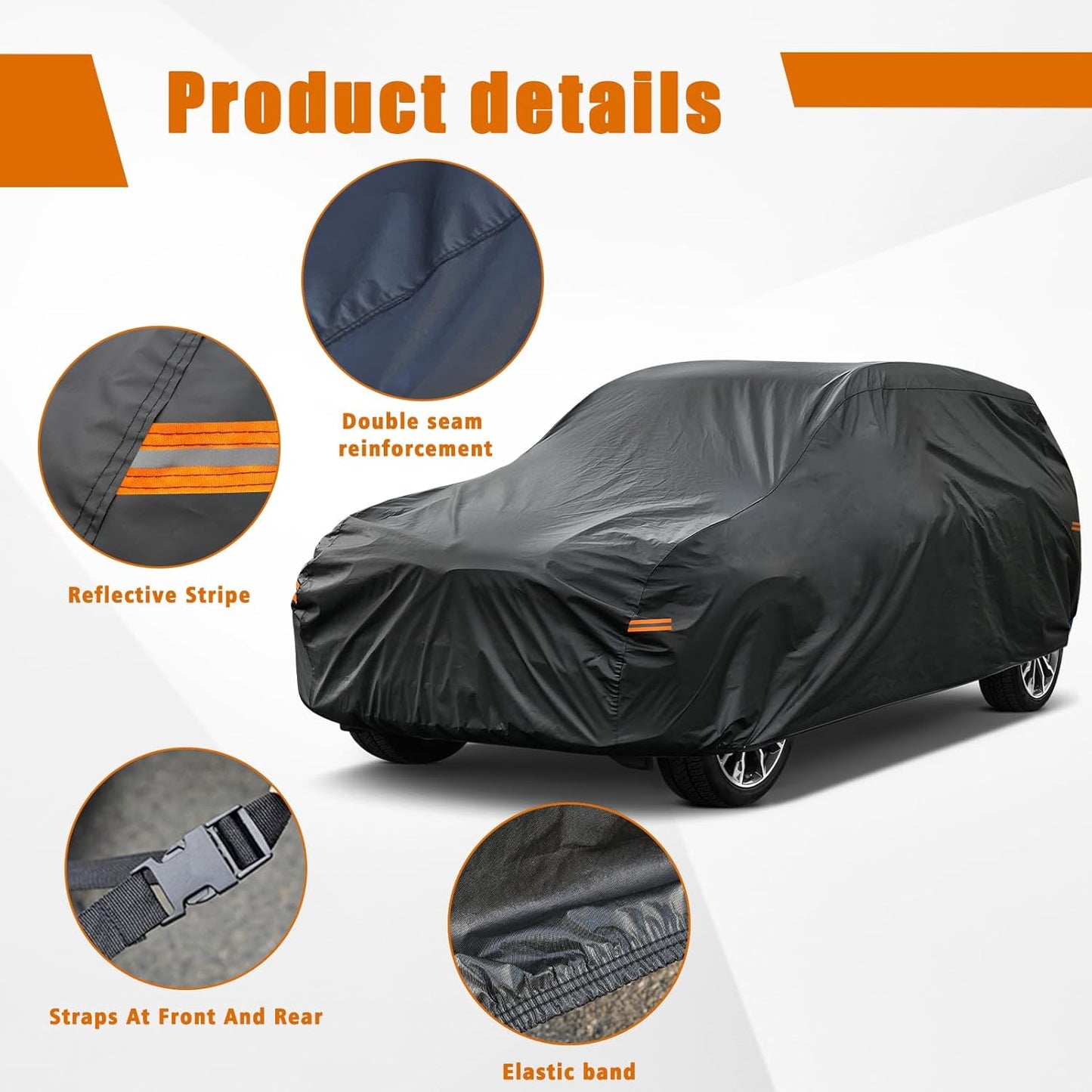 Kayme 7 Layers SUV Car Cover Custom Fit for GMC Yukon (1995-2025) Waterproof All Weather for Automobiles, Outdoor Full Cover Rain Sun UV Protection.