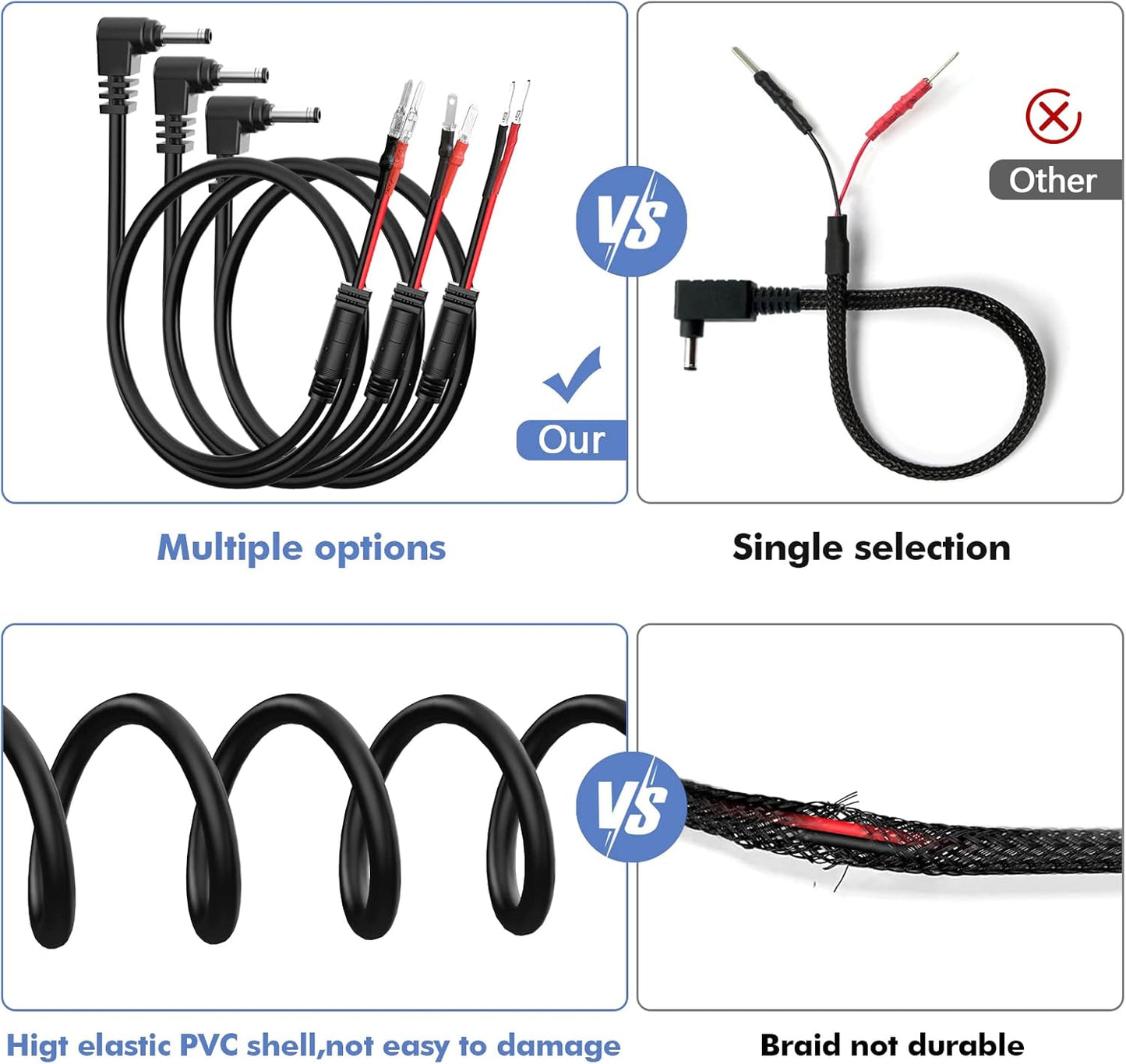 Radar Detector Hardwire Power Cord,Rearview Mirror Plug Cable,with Inline Fuse Holder,Suitable for Uniden Escort Beltronics Valentine One Cobra Whistler Radar Detector,3-Piece Set,13.7'' (DC3.5)