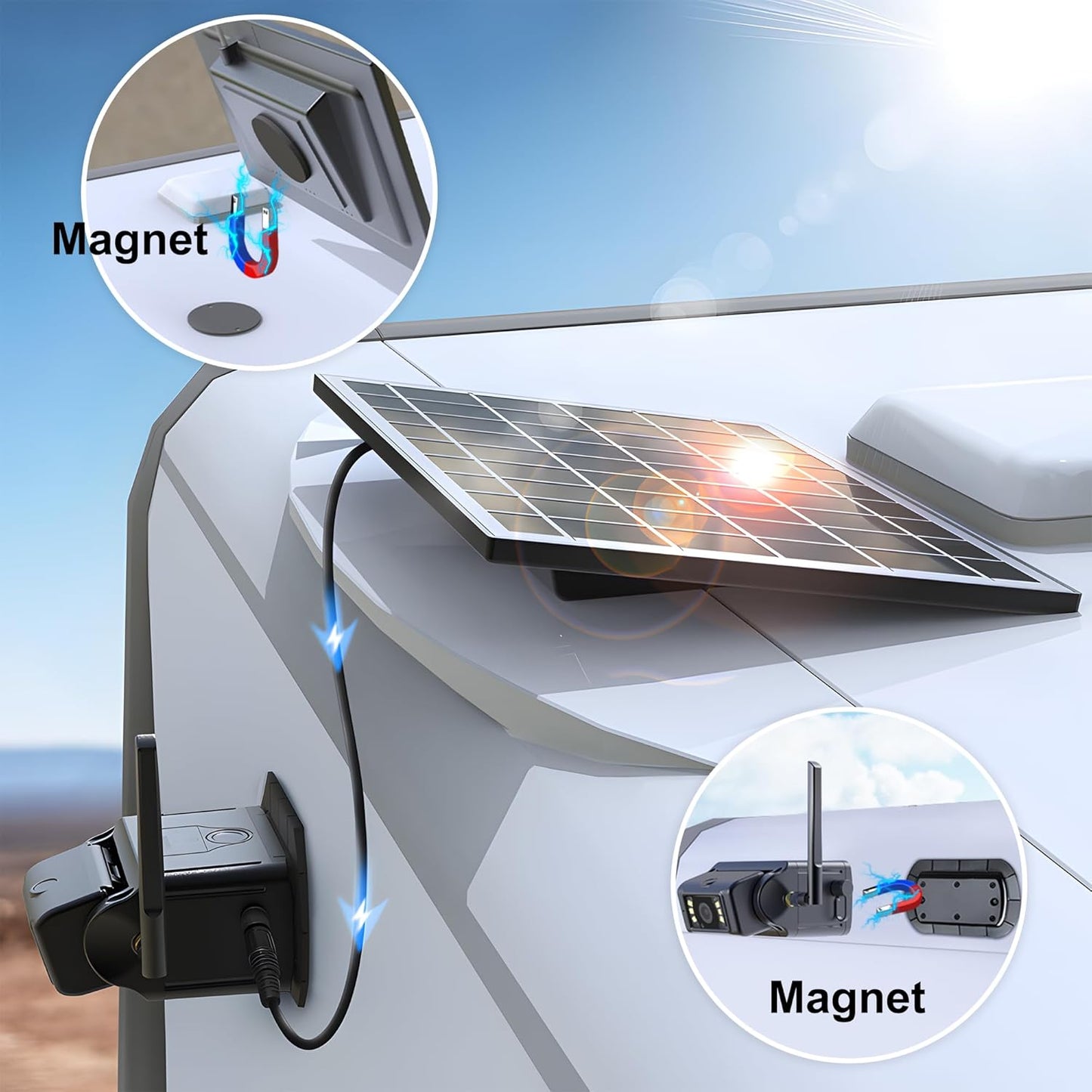 Haloview Byte Tango BT7 Solar Wireless 1080P Solar Powered Backup Camera with Touch Monitor for RV