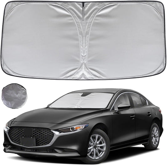KAYZT Windshield Sun Shade for 2019-2025 2026 Mazda 3 Hatchback Sedan Foldable Sunshade Front Window Custom Fit Car Accessories