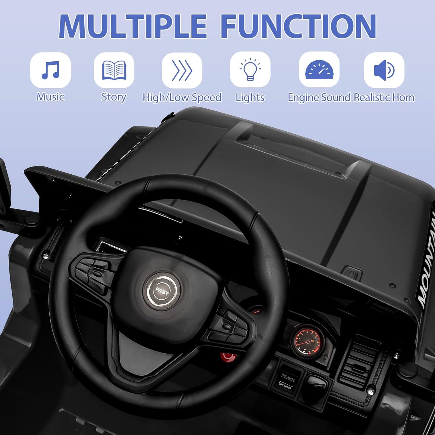 12V Kids Ride On Truck Car, Battery Powered Electric Vehicles with Remote Control, Spring Suspensions, 3 Speeds, LED Lights, Music, MP3, Ride On Toy Car for Children Toddles Boys Girls, Black