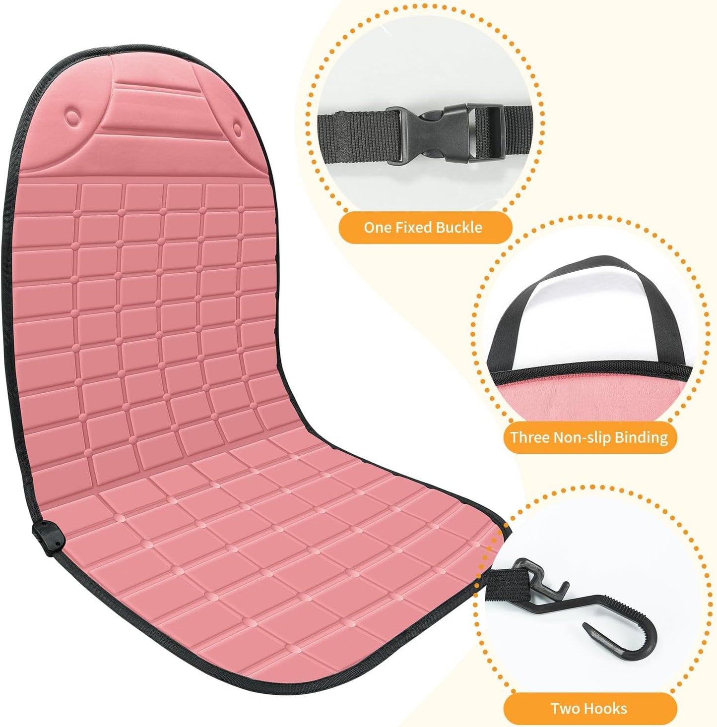 2 Pack Winter Seat Cushion - Portable Comfortable Fiber Seat Cover with Adjustable Buckle for Full Back and Seat (Pink)