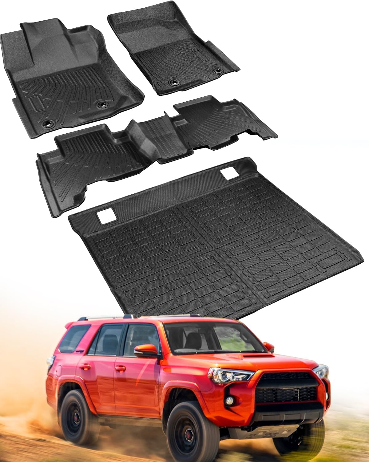 All Weather Floor Mat for Toyota 4Runner 2024 2023 2022 2021 2020 2019 2018 2017 2016 2015 2014 2013 (Only for 5 Seat),Heavy Duty for Lexus GX460 2014-2023 Floor Mat TPE Liners for 4Runner Accessories