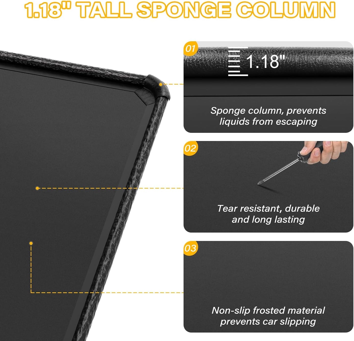 Garage Floor Mat 8'6" x 20' Upgraded Satin Finish Texture Non-Slip Containment Mat Waterproof Garage Floor Mat for Under Car Heavy Duty Protection Mat with Floor Squeegee for All Seasons