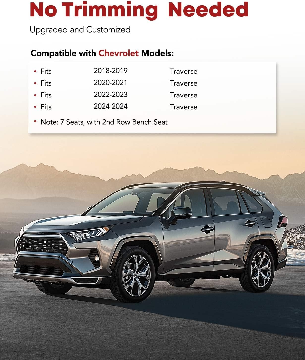 YHTAUTO Floor Mats & Cargo Liner Fit for 2018-2024 Chevrolet Traverse 7 Seats with 2nd Row Bucket Seat, TPE Rubber All Weather Floor Liner, Traverse Accessories Odorless Car Mat