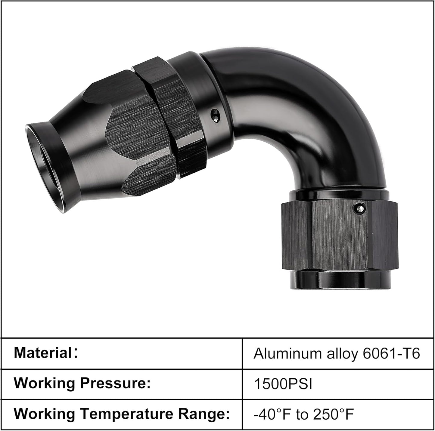 EVIL ENERGY 10AN 120 Degree PTFE One Piece Full Flow End Hose Fitting Aluminum Black