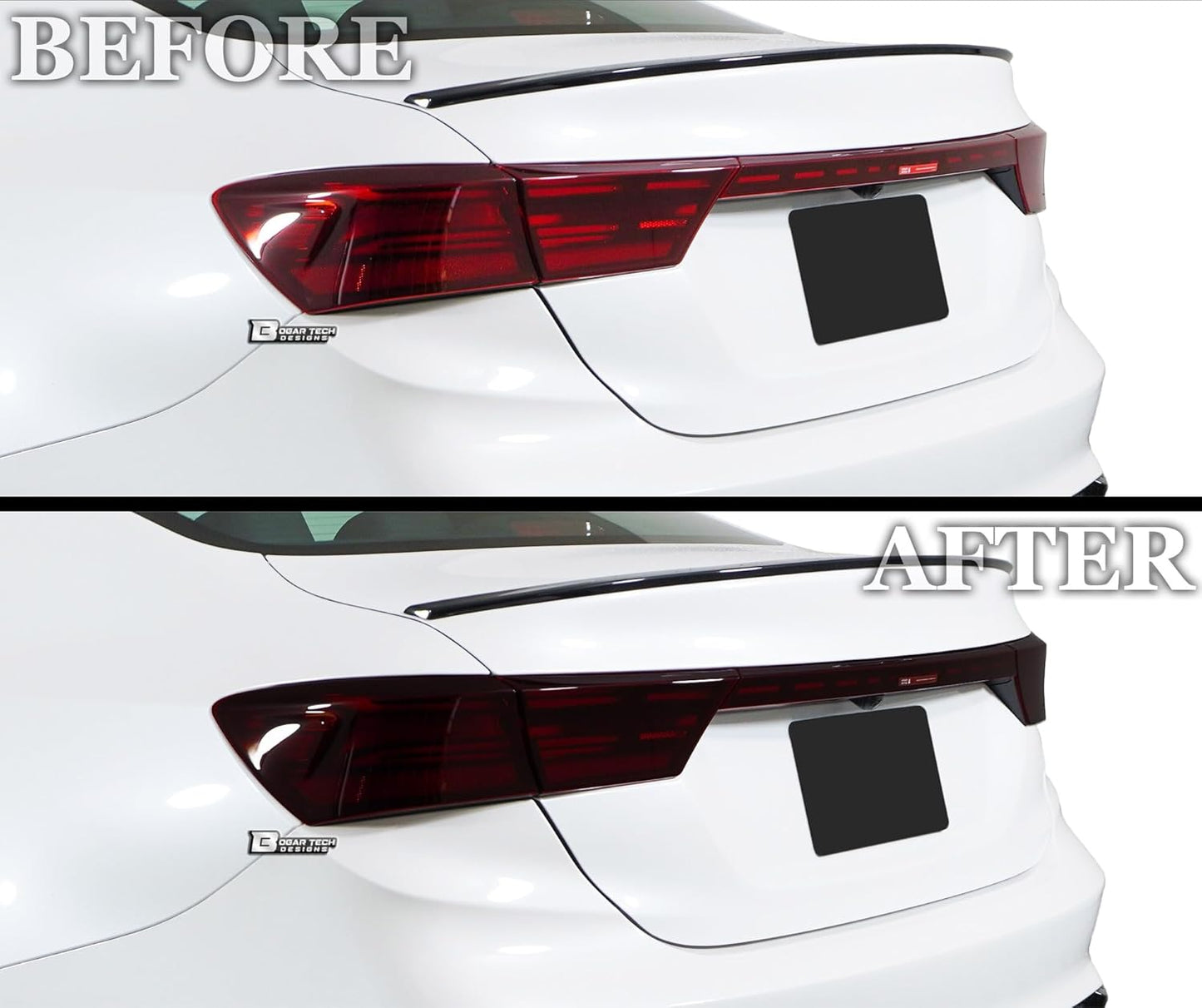BOGAR TECH DESIGNS Full Rear Taillight Reflector Sidemarker Tail Light Tint Kit Compatible with Kia Forte 2019-2024, Dark Smoke