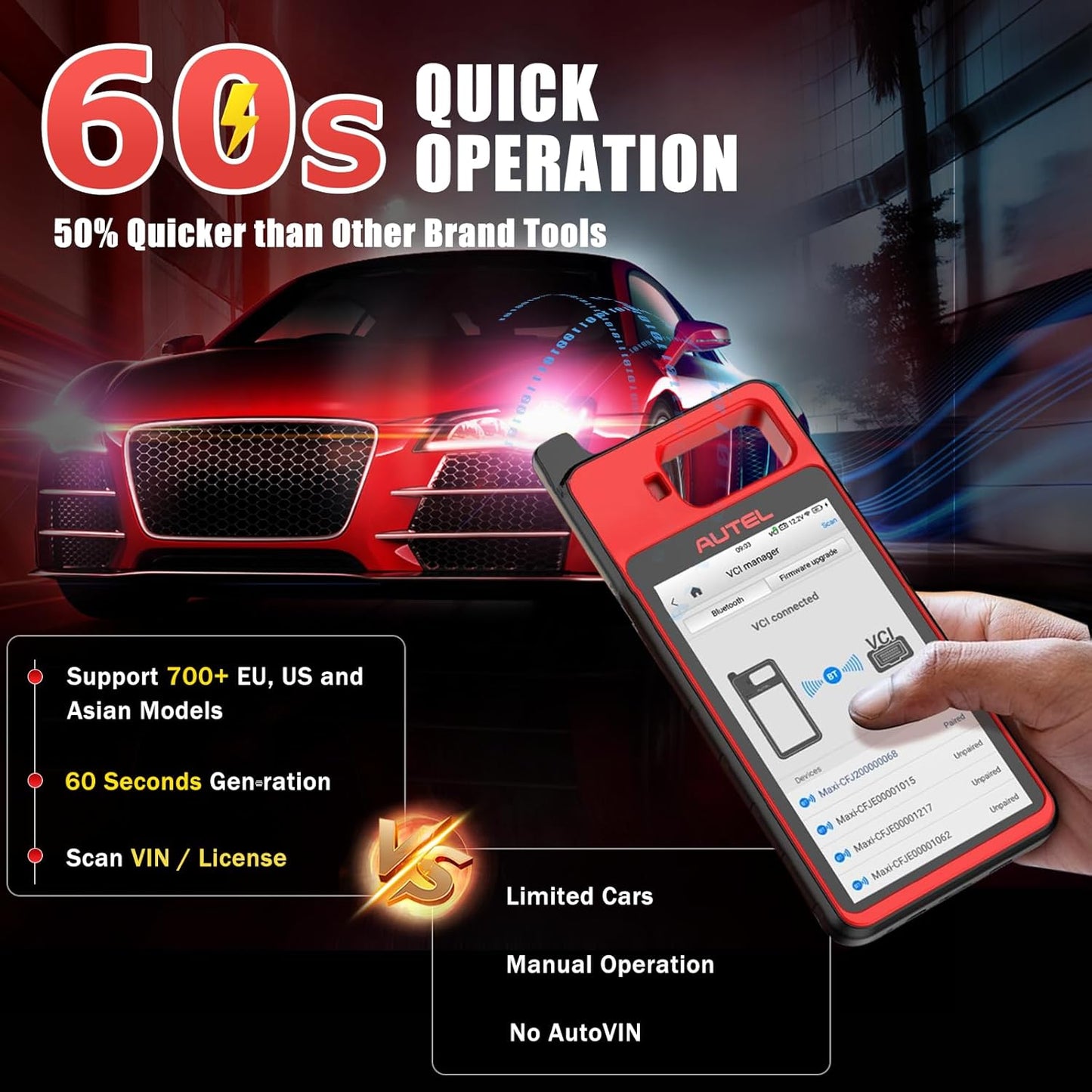 Autel KM100 Scanner Same as KM100X/E, Lite of IM508S Pro IM608 PRO 2 Programming Tool Free Update OBD Learning On 99% Car, Scan VIN/License Built-in APB112