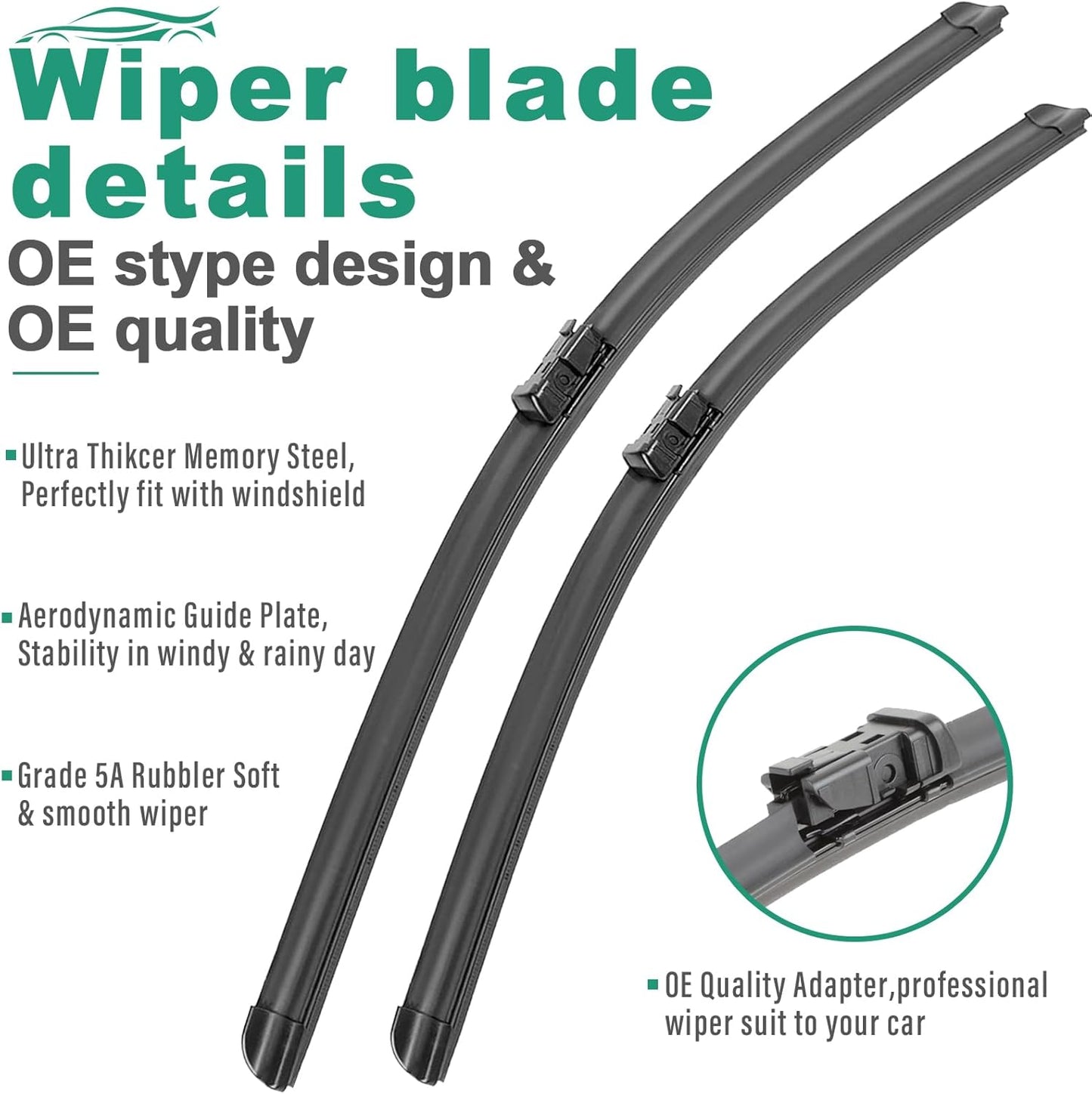 26" 20" 16" Windshield Wiper Blades Replacement for Lexus RX350 RX450h 2016 2017 2018 2019 2020 2021 2022 RX 350 450h Premium All Weather Front Rear Wipers Set - OEM Quality (Pack of 3)