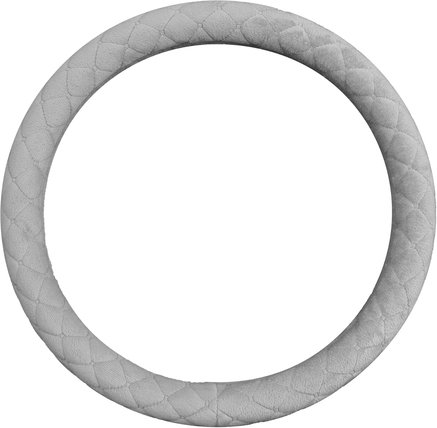 Soft Car Steering Wheel Cover for Sedan, SUV, Warm Luxury Velvet, Odorless, Universal, Anti Slip, Summer Winter, Gray, Large Size[15" 1/2-16"](39-41cm)