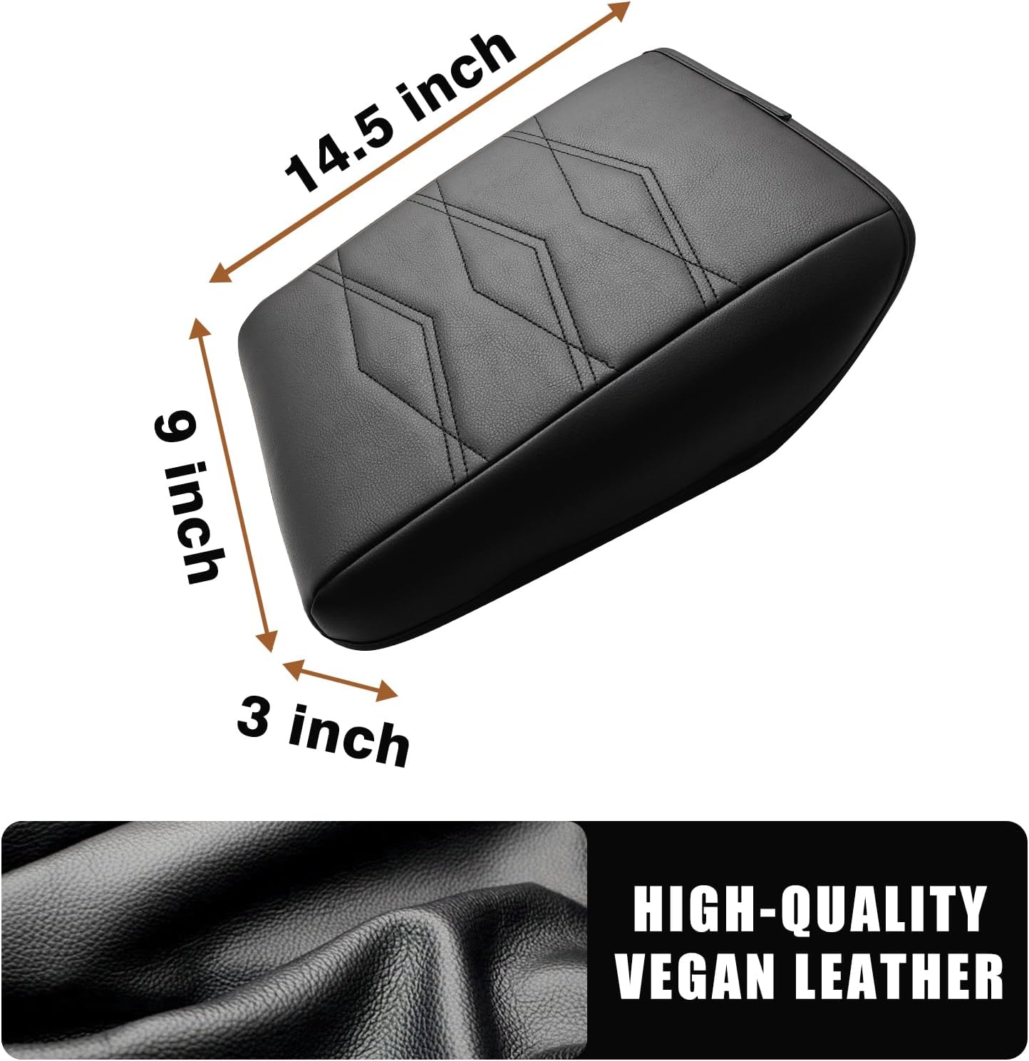Muslogy for 2024 2025 Atlas & Cross Sport Center Console Pad Armrest Cover Protector Vegan Leather Extra Soft Armrest Box Lid Pad Compatible with Volkswagen Atlas/Cross Sport Accessories (V1_Black)