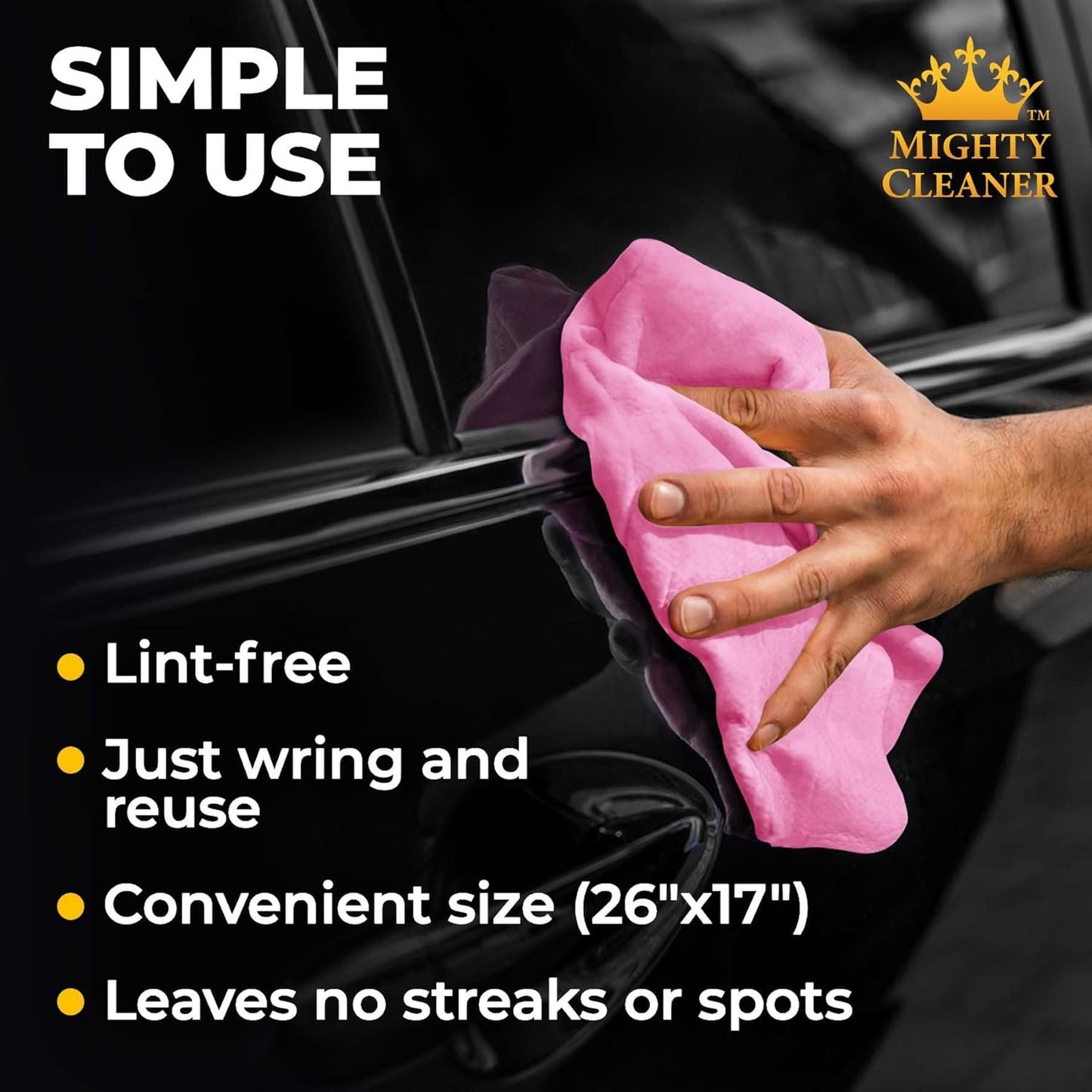 Premium Shammy Cloth for Car Drying - Super Absorbent Reusable Chamois Towel - Scratch-Free - 26'x17'