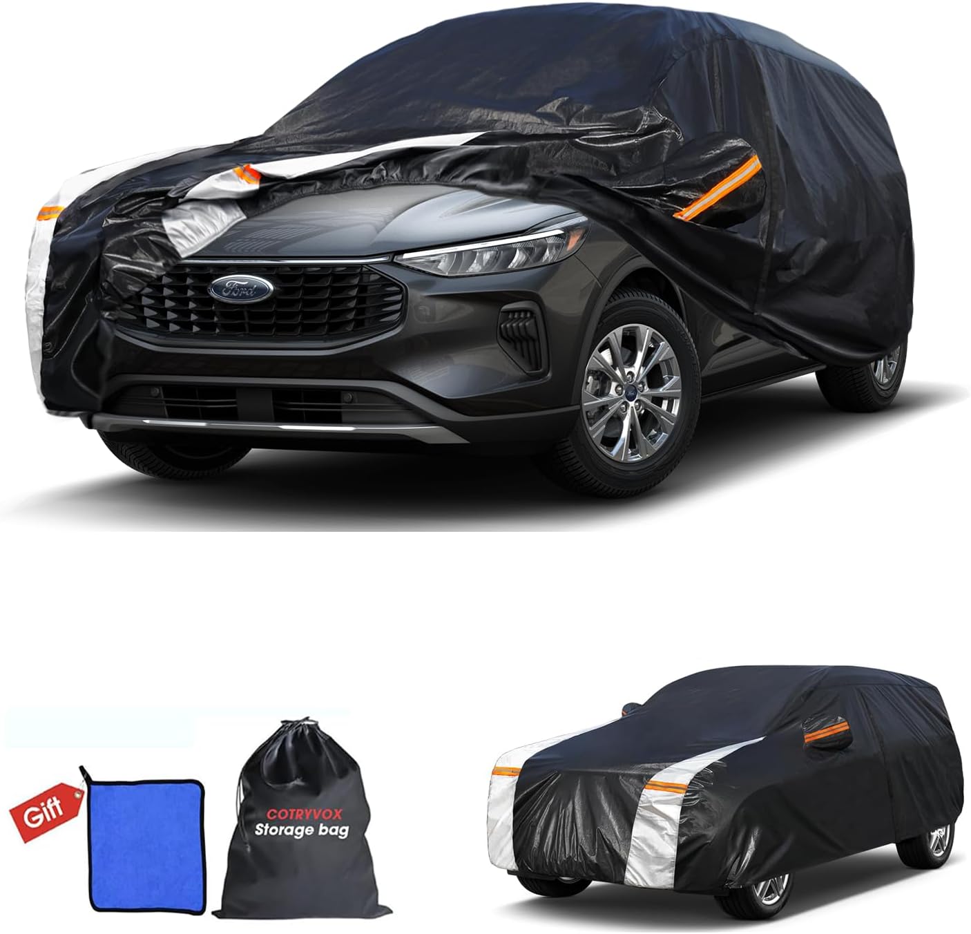 Ford Escape Car Cover 100% Waterproof All Weather, Gift with Towel, 10 Layers SUV Car Cover Custom Fit 2000-2025 Ford Escape, Full Exterior Car Covers Rain Sun UV Protection with Door Zipper.