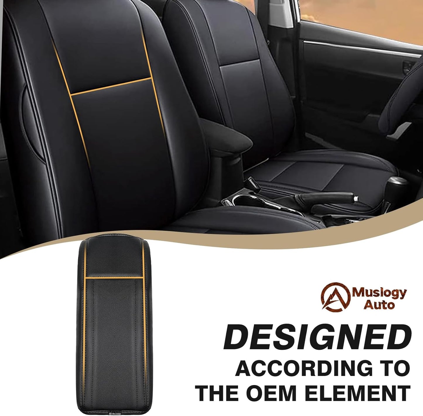 Muslogy Center Console Armrest Cover Compatible with Toyota RAV4 2013-2018 Comfort Armrest Pad Arm Rest Cushion Vegan Leather Protector Regular Thick