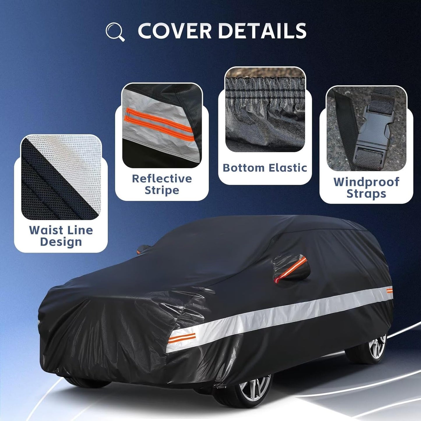 10 Layers SUV Car Cover Custom Fit for Toyota FJ Cruiser (2006-2017), Waterproof All Weather for Automobiles, Outdoor Full Cover Sun Dust Rain Protection with Cotton. Black