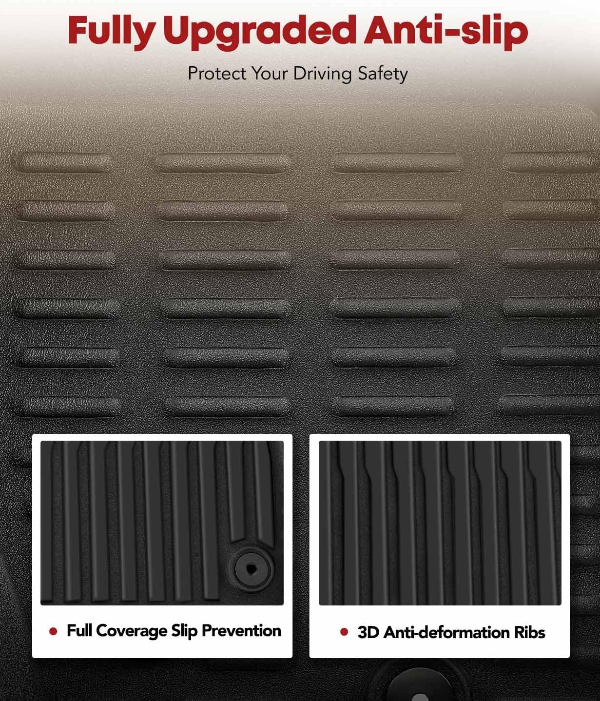 YHTAUTO Floor Mats Fit 2017-2019 Buick Lacrosse, TPE All Weather Car Mats Waterproof Anti-Slip Odorless Floor Liner, Interior Car Accessories Front & 2nd Row Liner