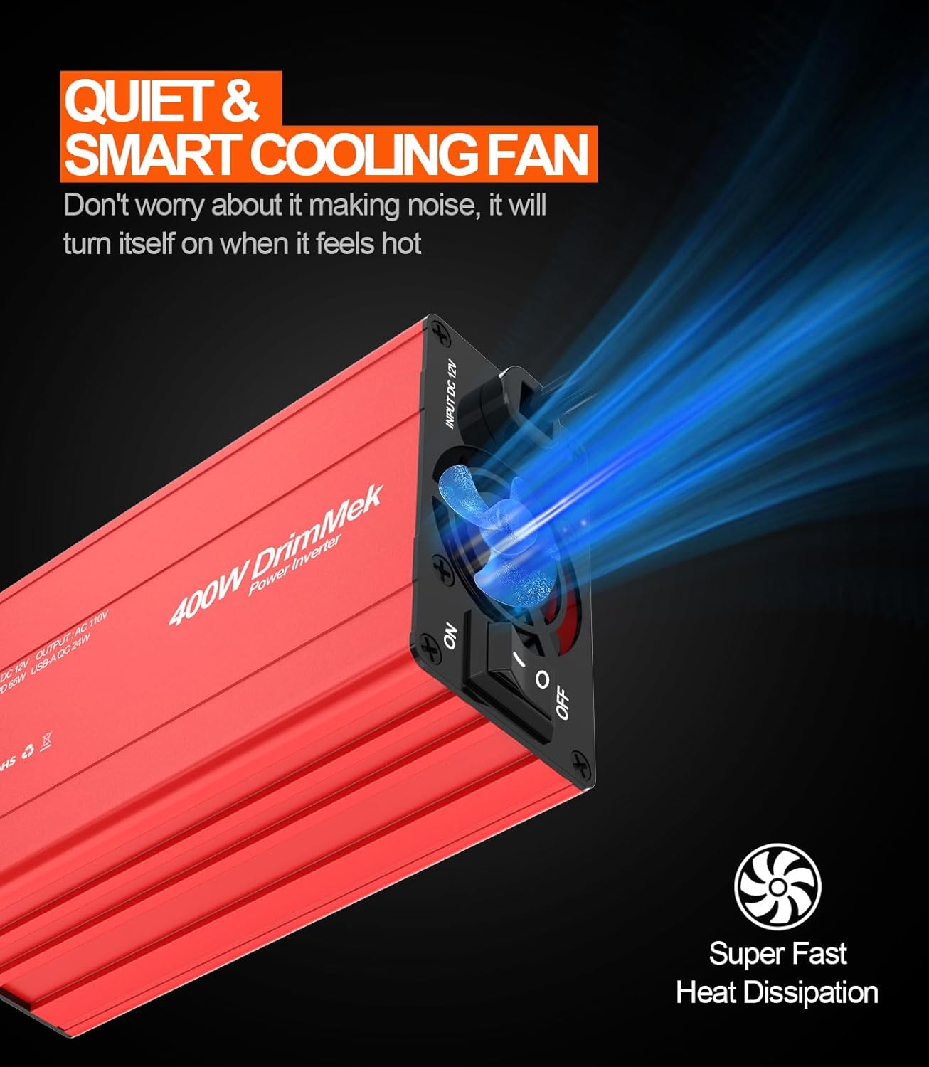 400W Car Power Inverter - Dual DC 12V to 110V AC Car Plug Adapter Outlets, Fast Charging USB C 65W & 24W Port, Power Inverters for Vehicles, Laptop Car Charger, Road Trips