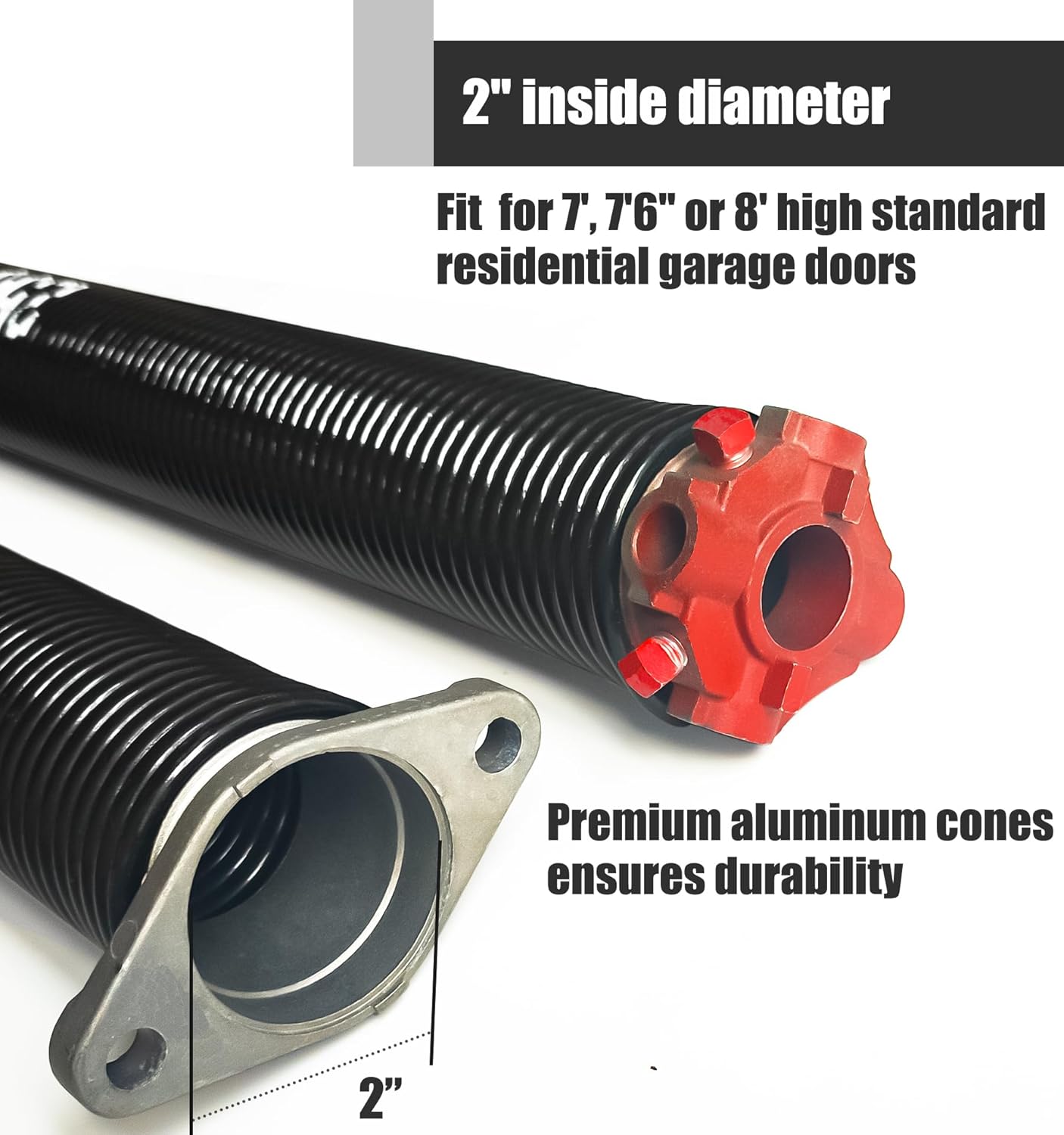 Garage Door Torsion Spring Set, Pair of 2" Electrophoresis Coated Garage Door Spring Replacement with 2 Non-Slip Winding Bars and Bearing, Minimum 16000 Cycles (.218x2x25")