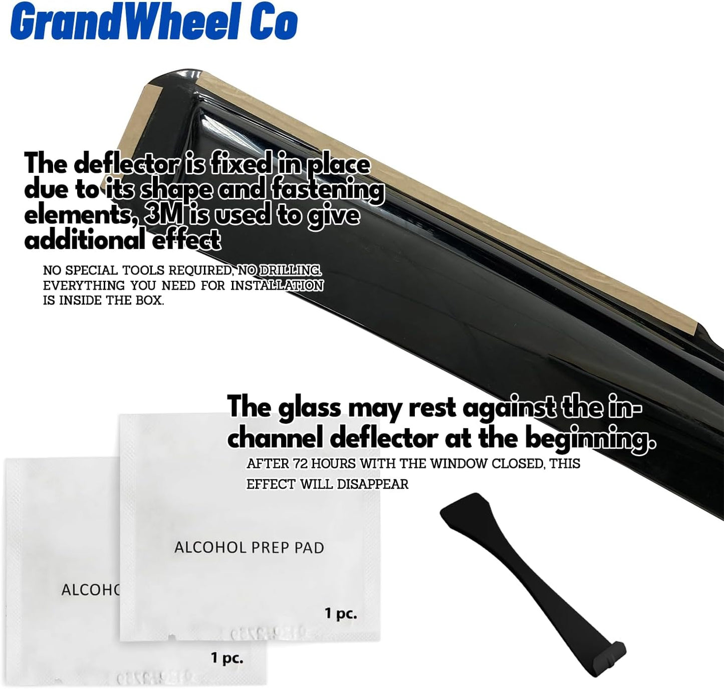 GrandWheel Co Smoke Tinted in-Channel Side Window Vent Visor Deflectors Rain Guards Compatible with Traverse 2018-2023 - 4pcs. GW0556