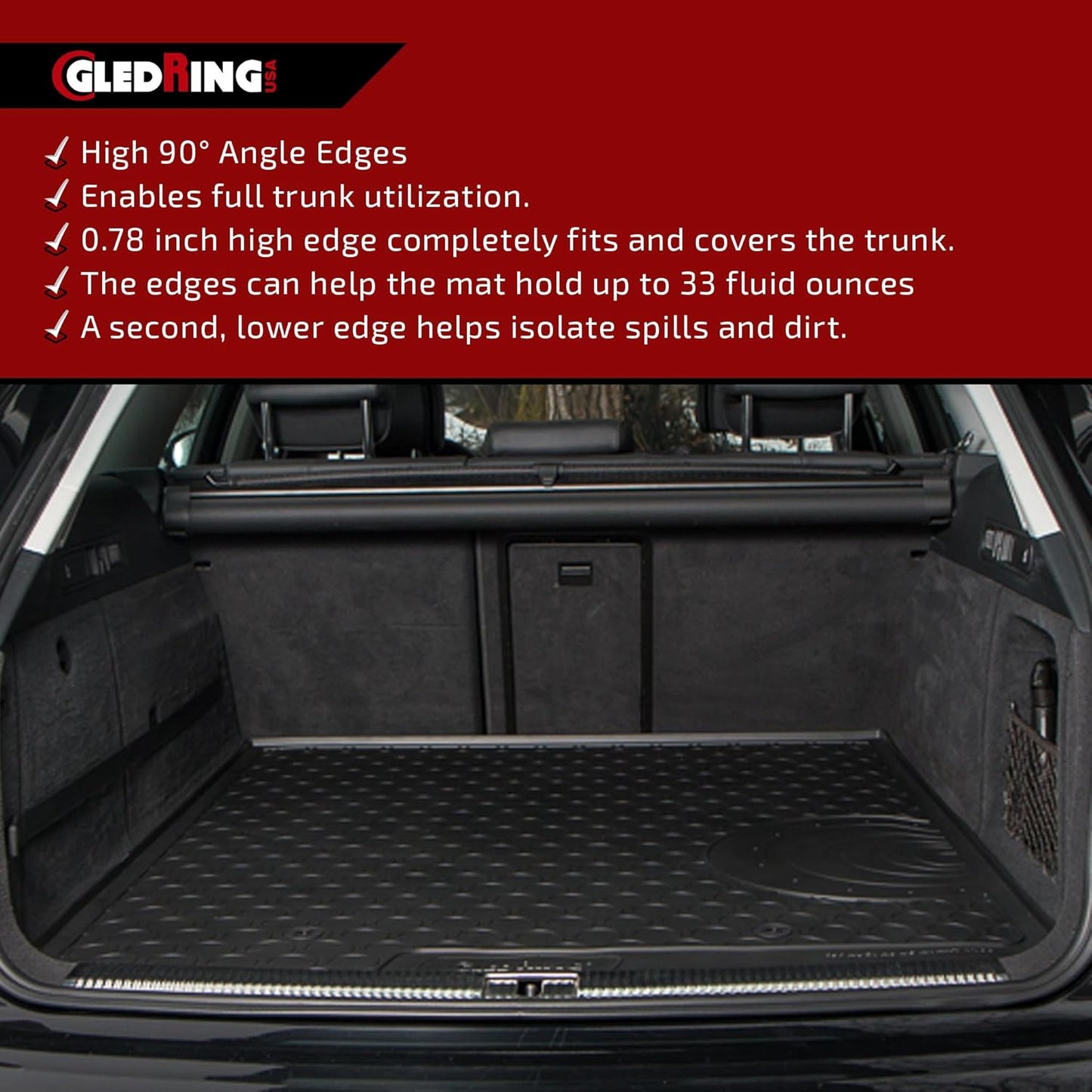 GledringUSA Custom Fit All-Weather Rubber Cargo Liner Intended for Rover Range Rover Evoque (L538) 2012-2018, No Trimming Required, Protects from Rain, Mud, & Snow