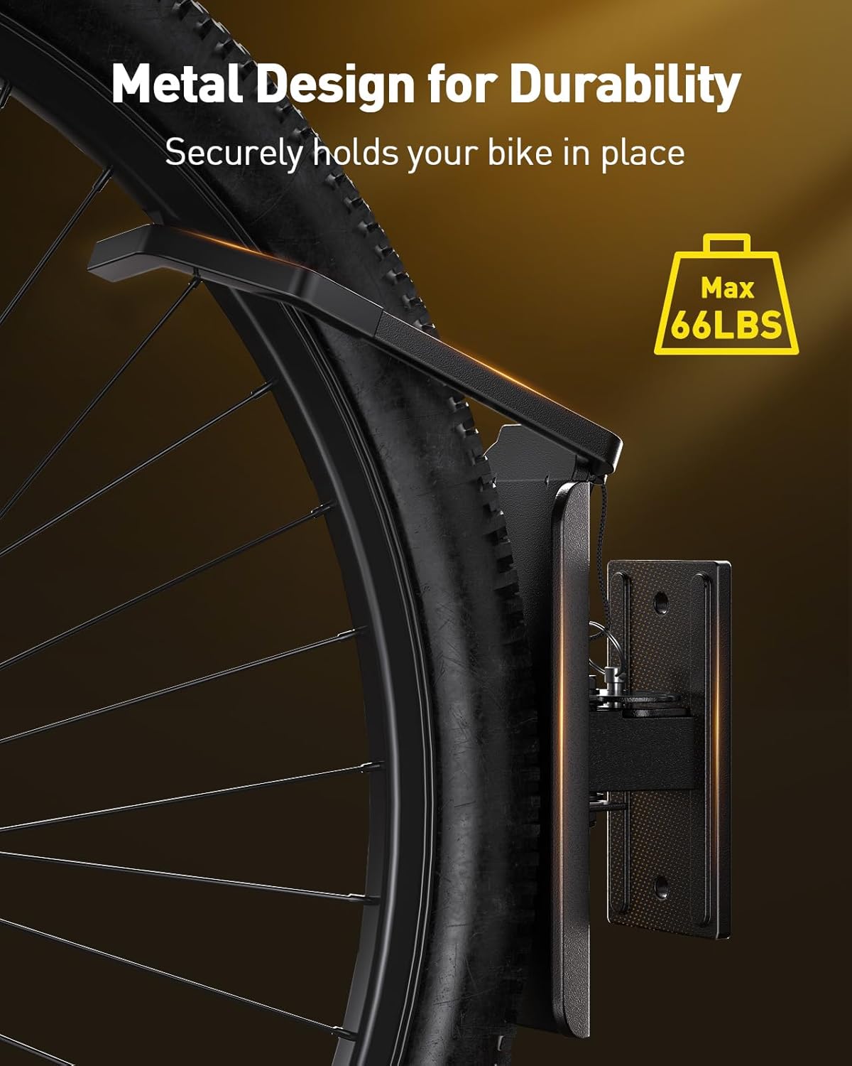 AM alphamount Swivel Bike Wall Mount, Metal Wall Bike Rack with Durable Sleeves, Space-Saving Vertical Bike Rack with 180° Swivel for Home and Garage, Bike Storage Hanger Mount Up to 66 lbs, 1-Pack