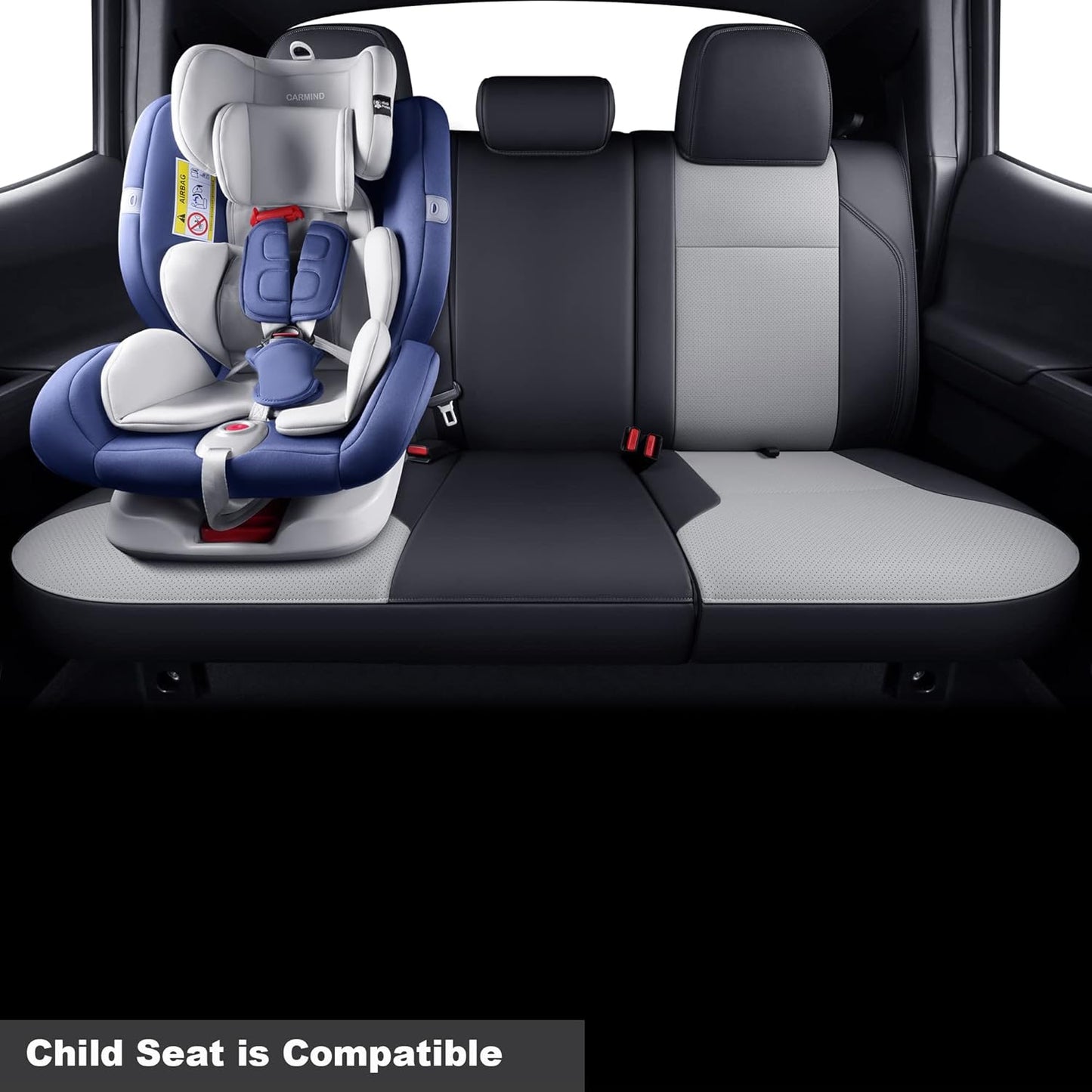 LUCKYMAN CLUB Tacoma Custom Fit Seat Covers for 2024 2025 Tacoma Crew Cab with Faux Leather (Black & Gray)