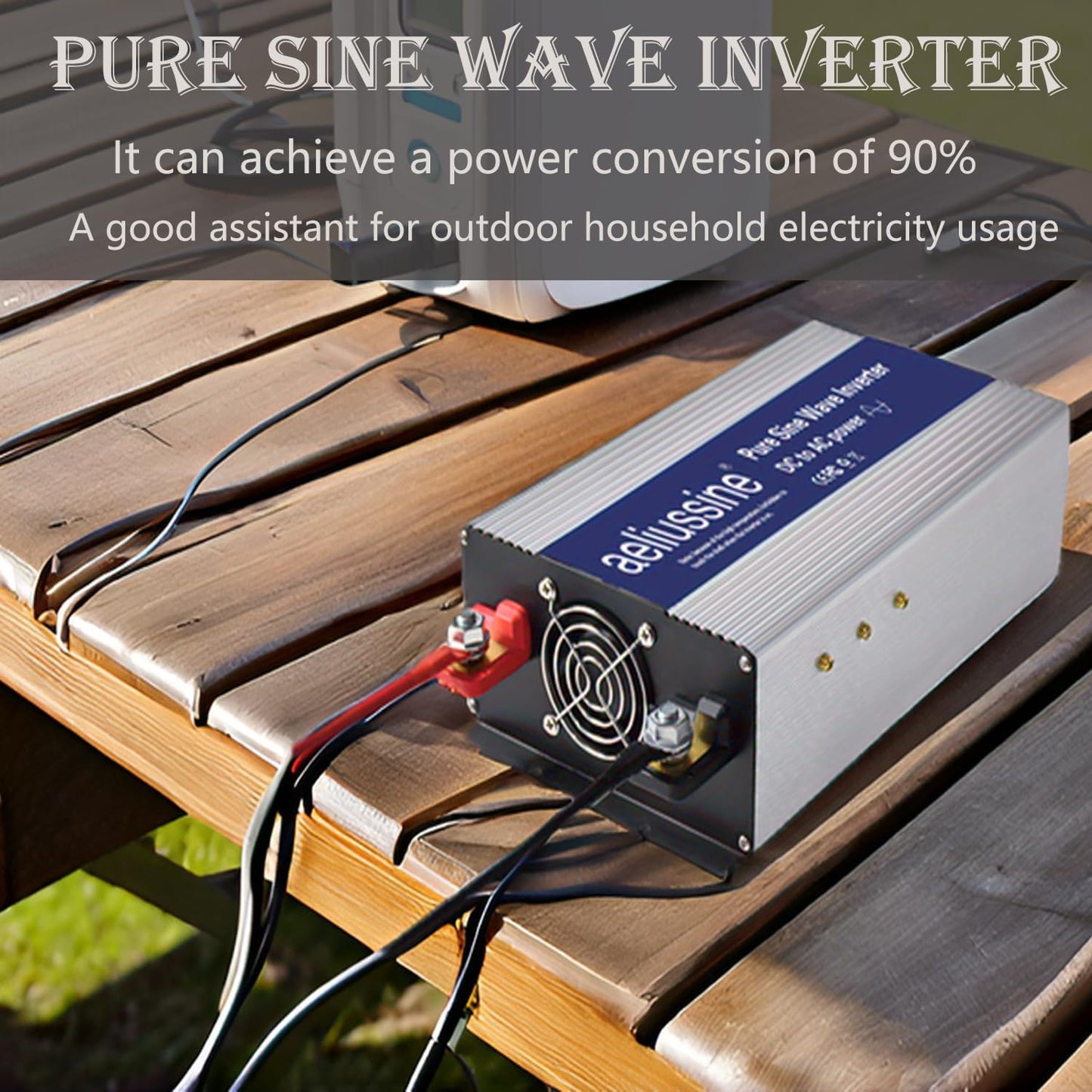 1200W Pure Sine Wave Inverter-48V DC to 110V 120V AC Power Converter with 2 AC Outlets, 48 Volt Power Inverter for Truck, Rv, Camping, Home, Emergency Power