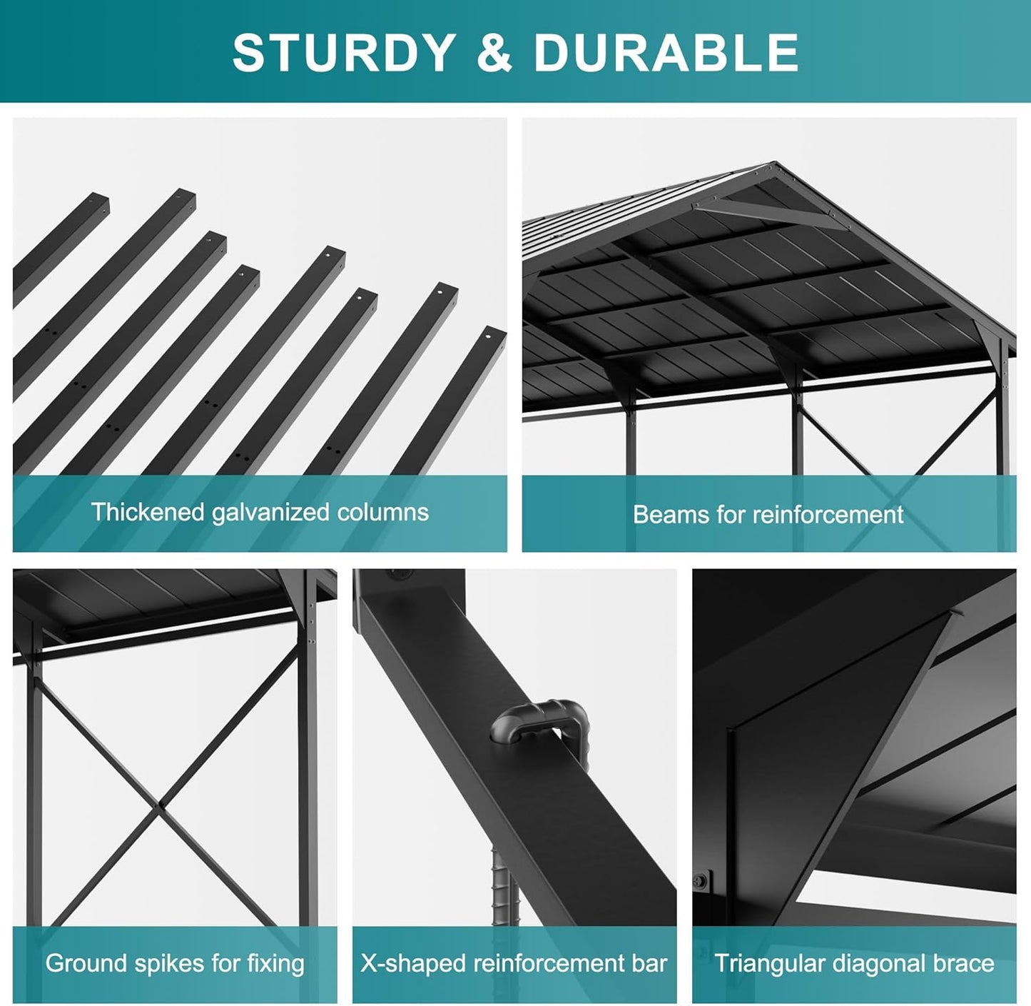 Kullavik 22x12x10 FT Metal Carport, Heavy Duty Carport Canopy with Galvanized Steel Roof, Reinforced Steel Frame & Enhanced Base, All Weather Outdoor Garage for Cars, Trucks, Boats and Tractors