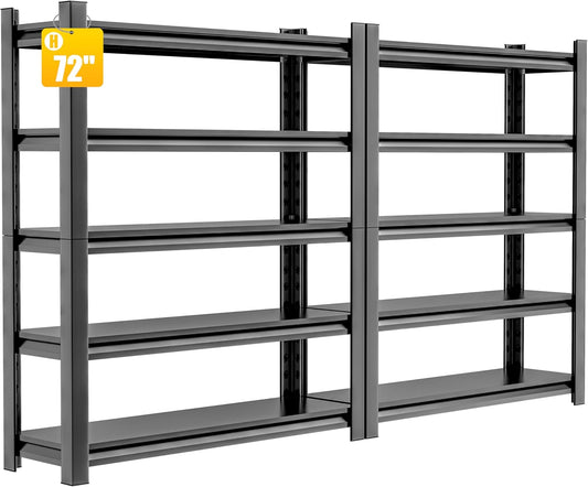 2 Sets Garage Shelving Unit 24" D x 48" W x 72" H Heavy Duty Storage Shelves Easy Assembly 5 Tier Adjustable Metal Shelving Utility Shelf Rack Garage Storage Organizer for Basement, Warehouse