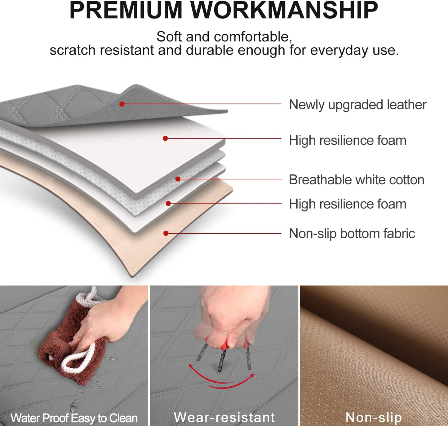 2 Pack PU Leather Front Car Seat Cover Bottom Car Seat, Anti-Slip and Full Wrap Driver Car Seat Protectors with Storage Pocket, Luxury Waterproof Bottom Auto Seat Cushion Pad for Most Vehicles(Gray)